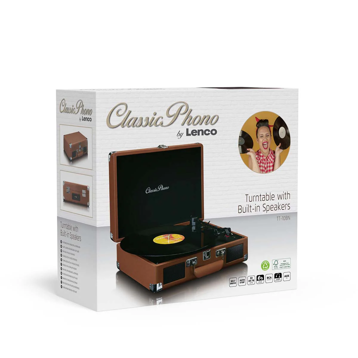 CLASSIC PHONO TT-10BN - Koffer Platenspeler met 2 ingebouwde speakers - Bruin - Image 14