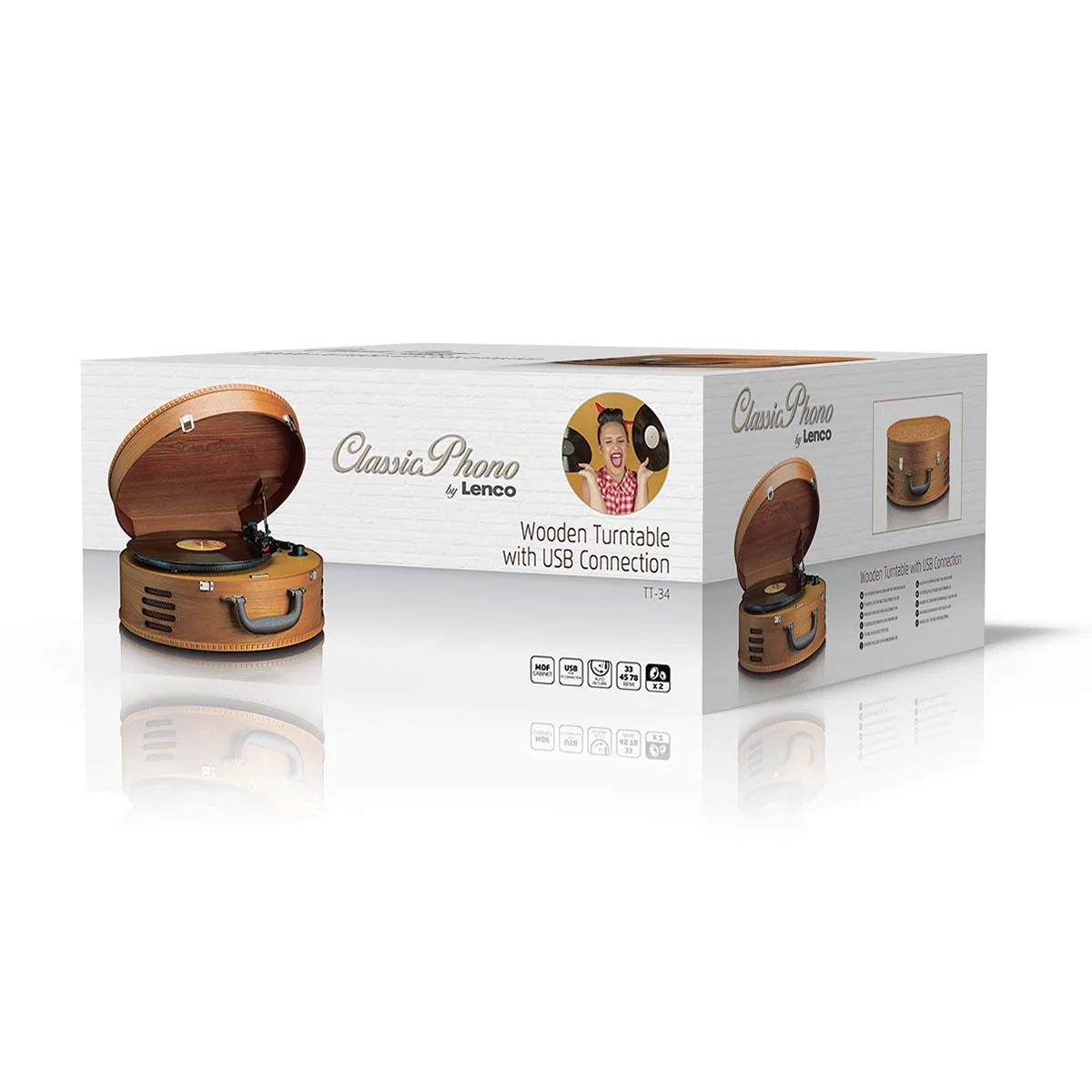 CLASSIC PHONO TT-34 - Platenspeler met 2 ingebouwde speakers - Bruin - Image 12