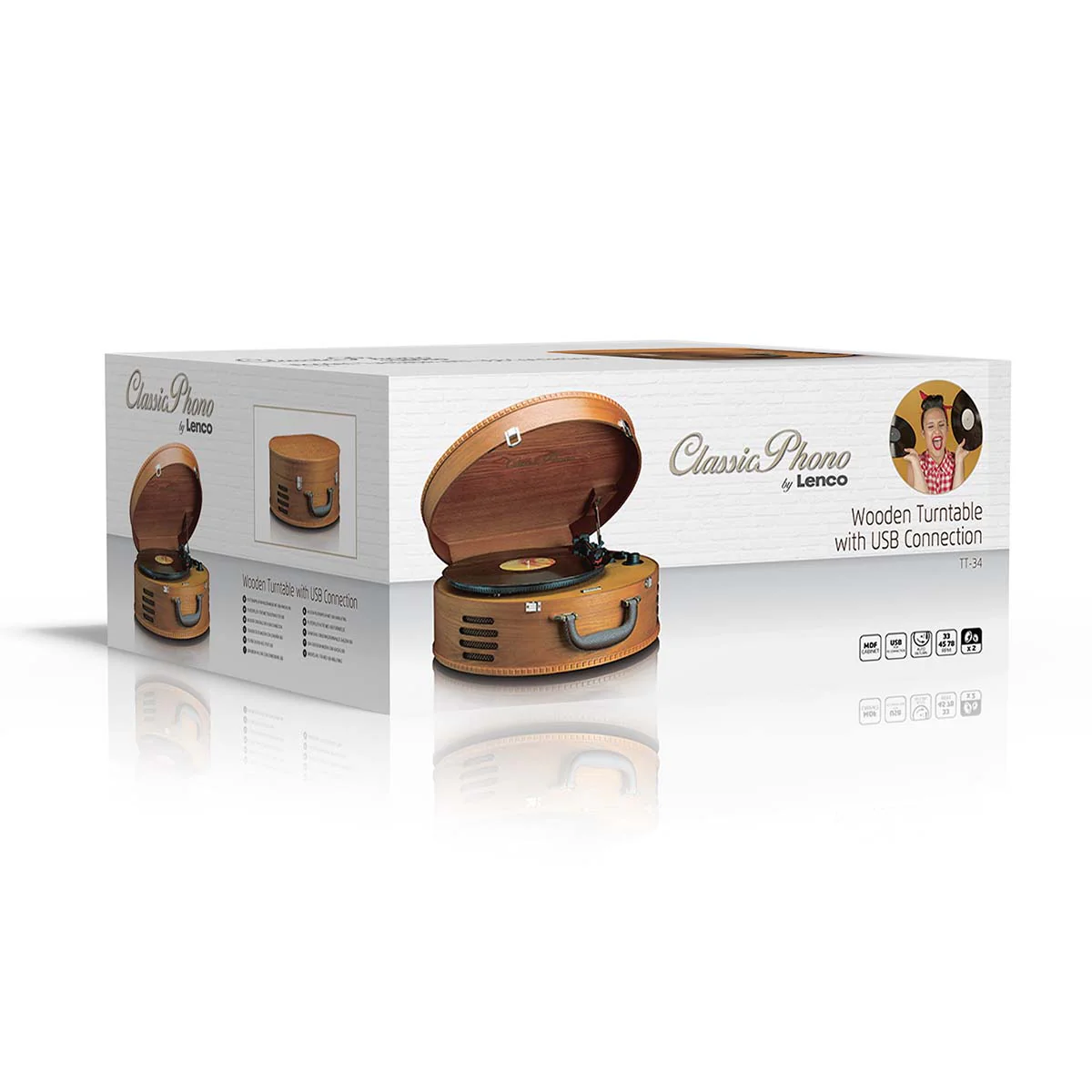 CLASSIC PHONO TT-34 - Platenspeler met 2 ingebouwde speakers - Bruin - Image 13