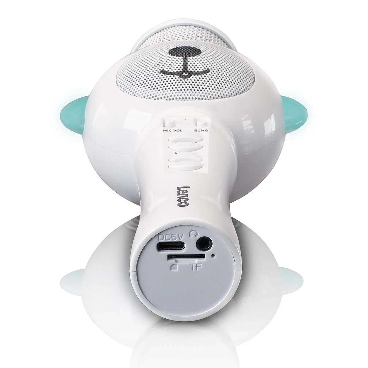 LENCO BMC-060WH - Karaoke micofoon met Bluetooth®, SD slot, lights, Aux out- Wit - Image 4