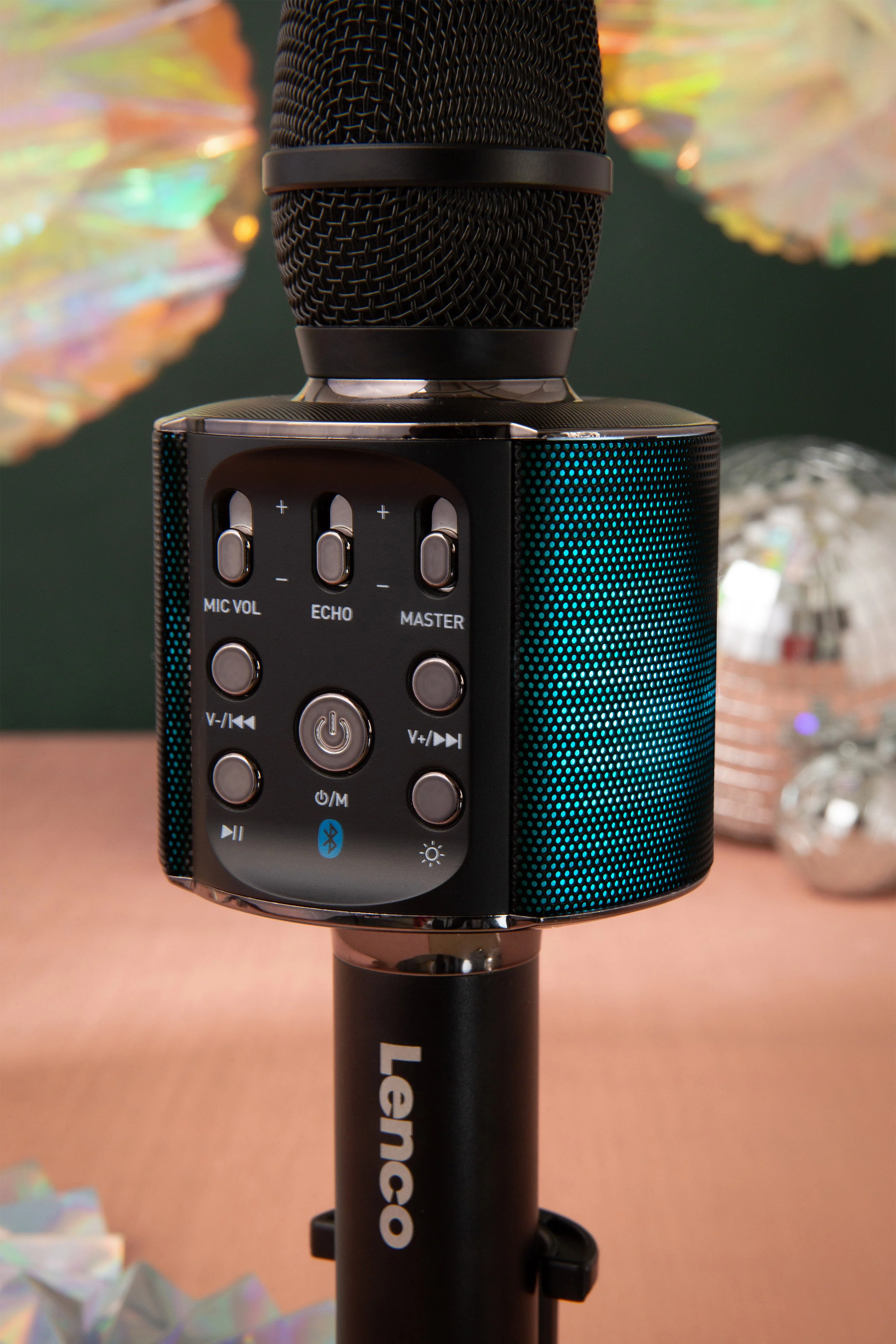 LENCO BMC-090BK - Bluetooth® Karaoke microfoon met speaker en verlichting - Zwart - Image 7