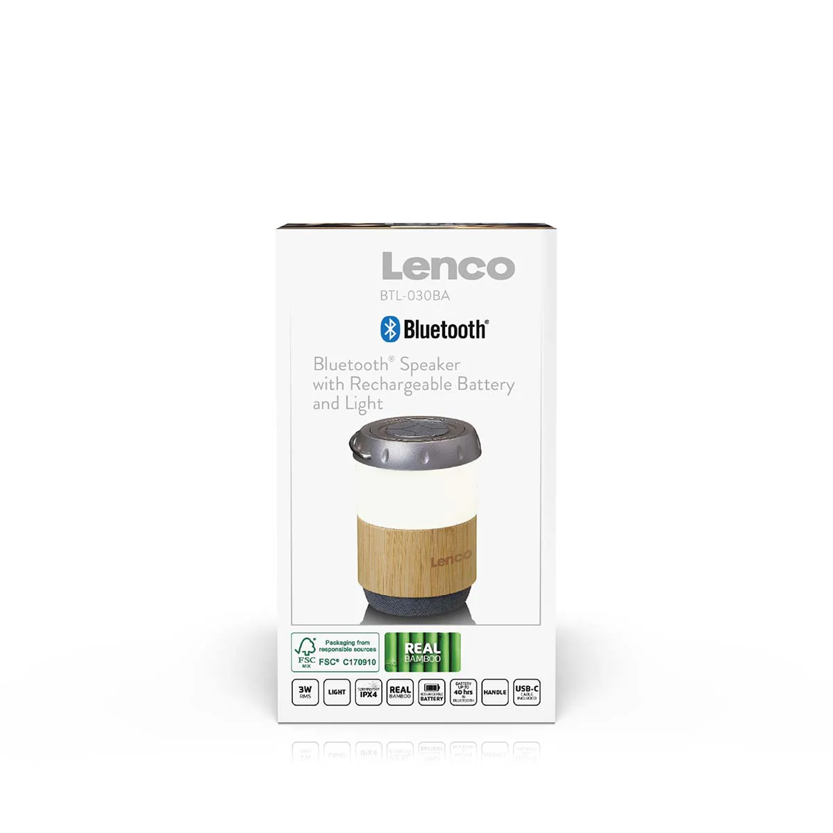 LENCO BTL-030BA - Lantaarn met ingebouwde Bluetooth® speaker - Bamboo - Image 12