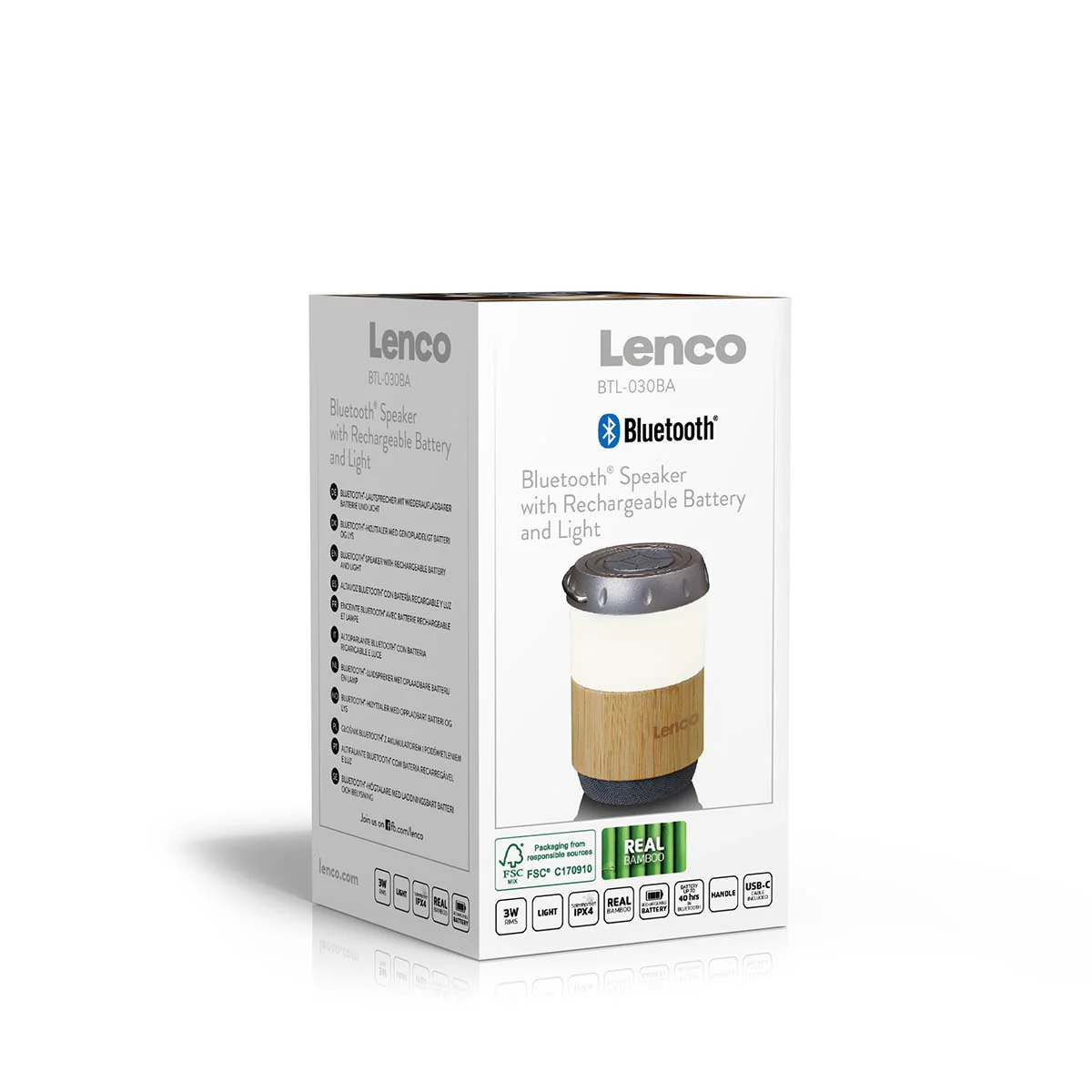 LENCO BTL-030BA - Lantaarn met ingebouwde Bluetooth® speaker - Bamboo - Image 14