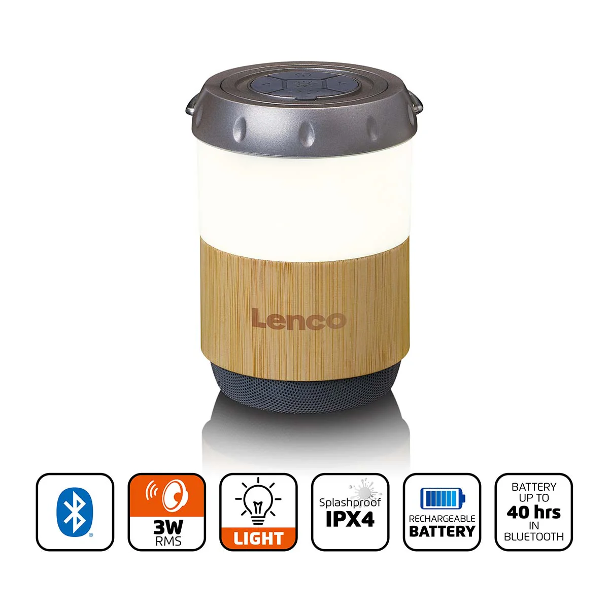LENCO BTL-030BA - Lantaarn met ingebouwde Bluetooth® speaker - Bamboo - Image 9