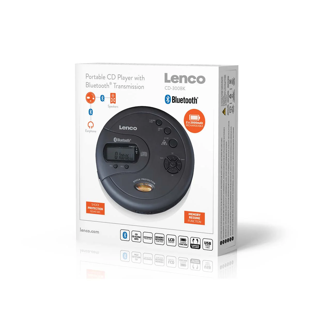 LENCO CD-300BK - Draagbare Bluetooth® CD-MP3 speler met anti-shock - Zwart - Image 12