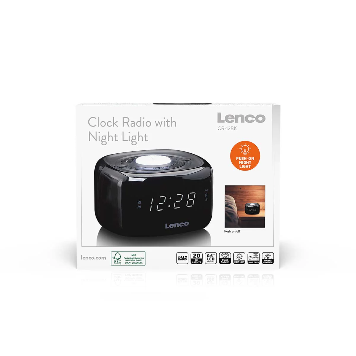 LENCO CR-12BK - FM Wekkerradio met nachtlamp - Zwart - Image 9