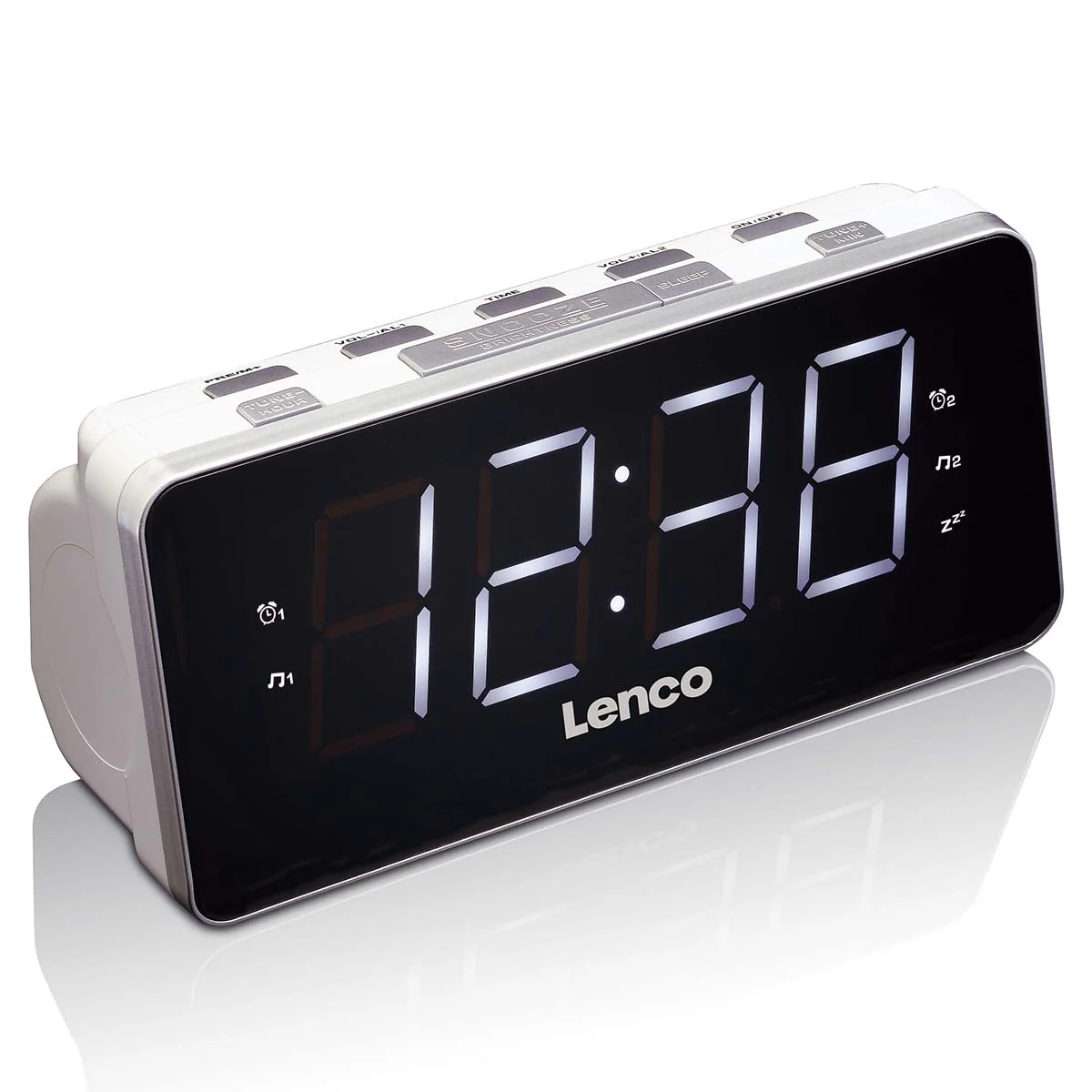 LENCO CR-18 White - PLL FM Wekkerradio groot en overzichtelijk 1,8" LED display - Wit - Image 3