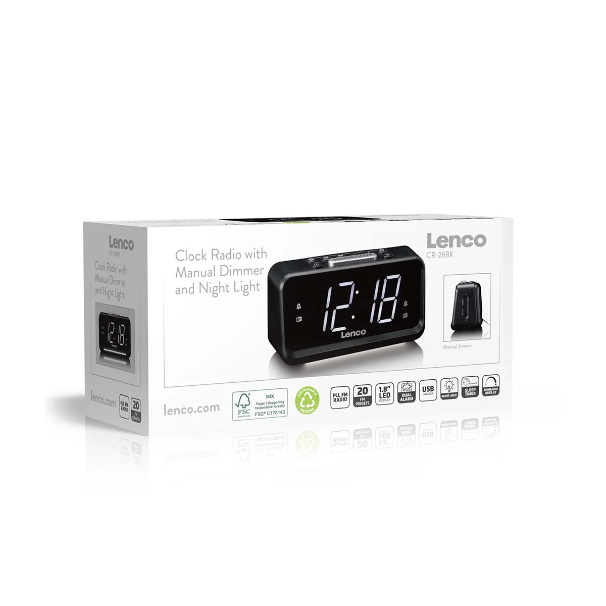 Lenco CR-28BK - Wekkerradio met handmatige dimmer, nachtverlichting en helder LED-display - Zwart - Image 11