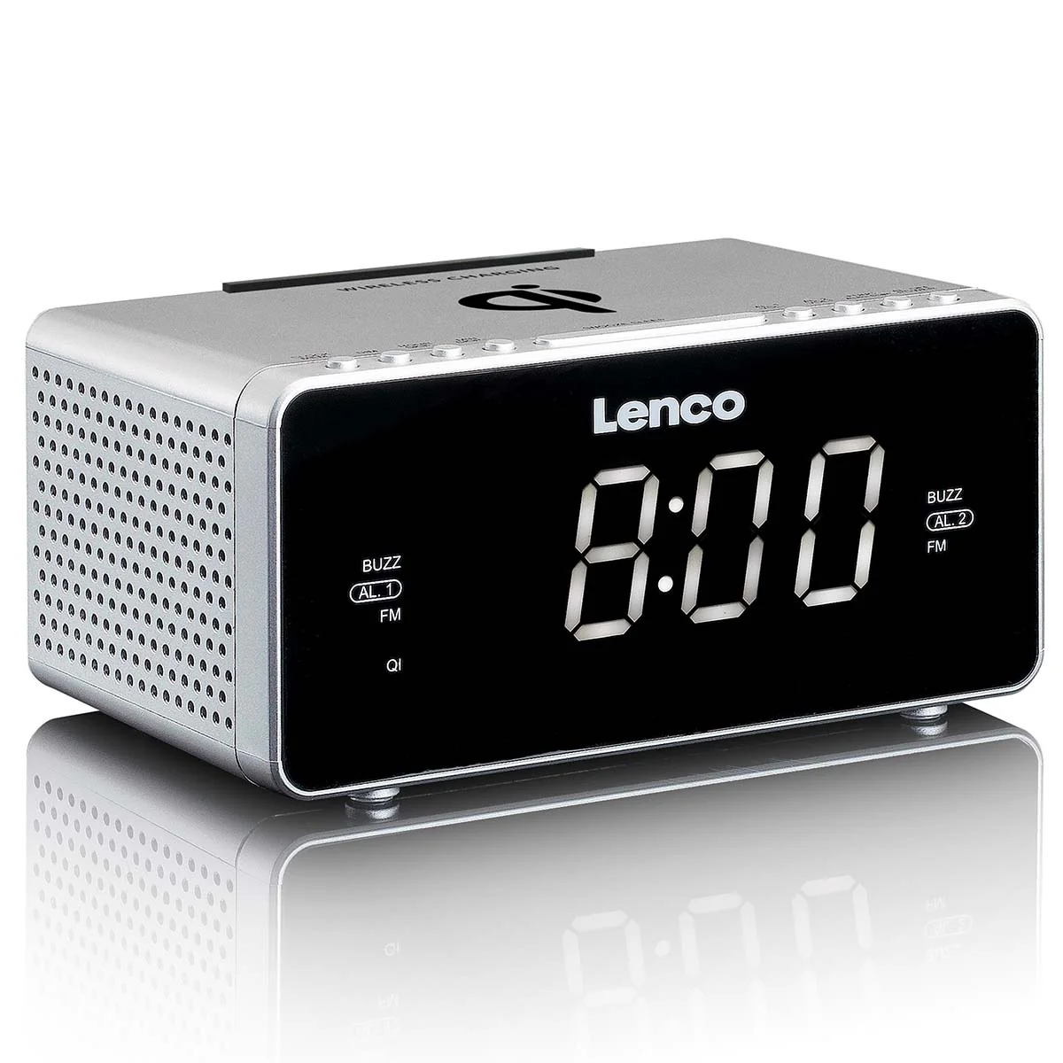 LENCO CR-550SI - Stereo FM Wekkerradio met USB en Qi Wireless smartphone oplader - Zilver - Image 3