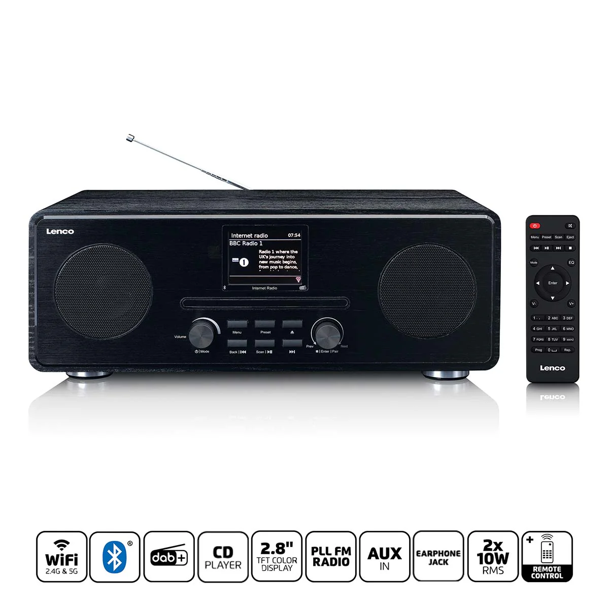 LENCO DIR-260BK - Internet / DAB+ FM Radio met CD-speler en Bluetooth®, zwart - Image 4