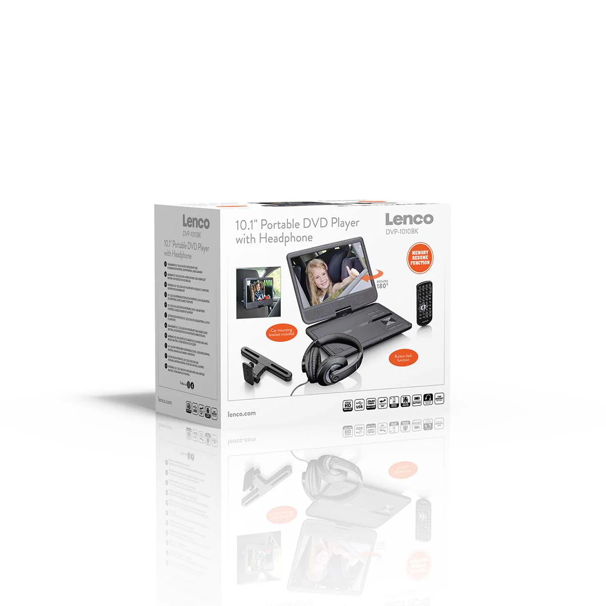 LENCO DVP-1010BK - Portable 10" DVD-speler met USB-hoofdtelefoon-ophangbeugel - Image 18