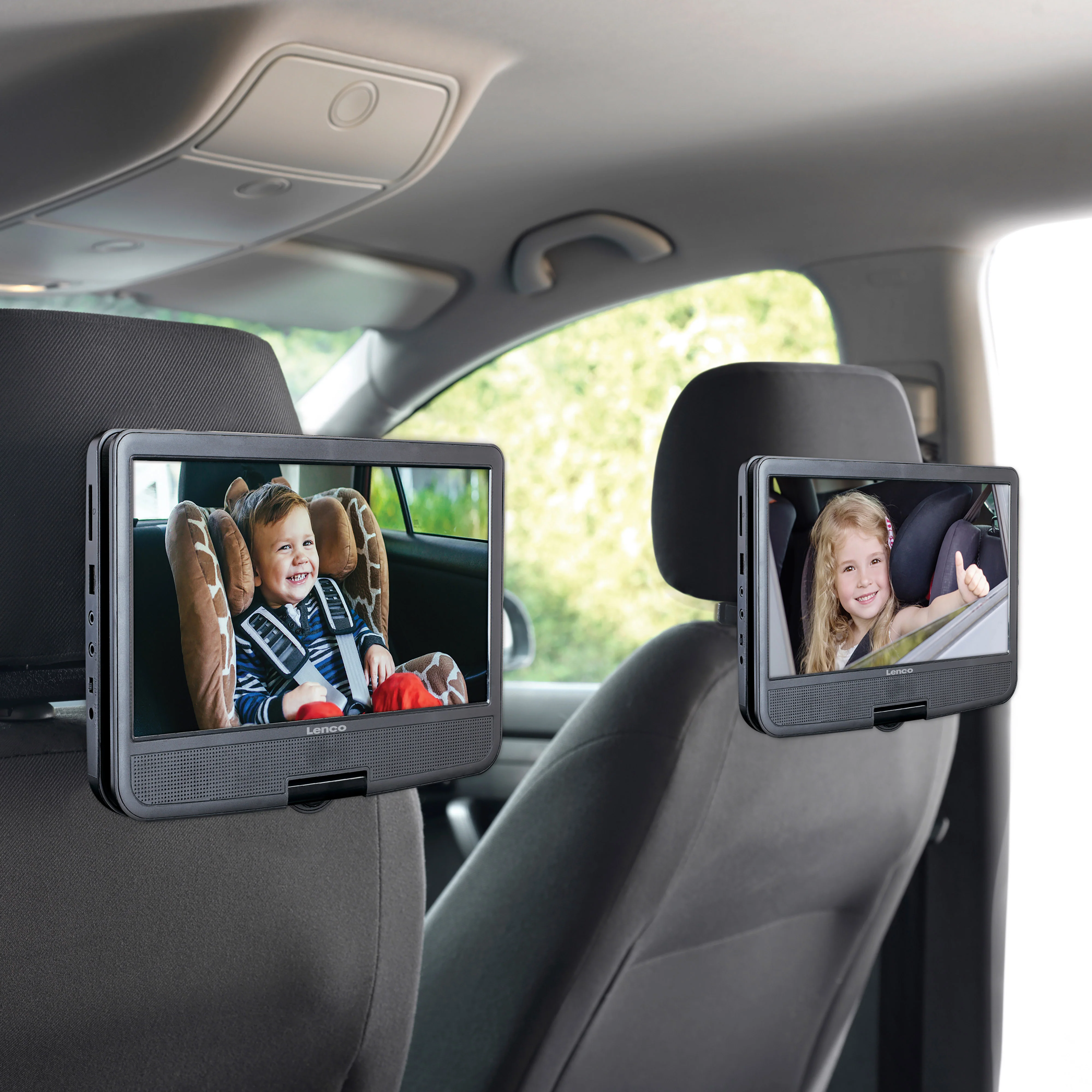 LENCO DVP-1046BK - 2x 10 inch draagbare DVD speler met oplaadbare batterij, twee hoofdtelefoons en twee montagebeugels voor in de auto - Zwart - Image 10