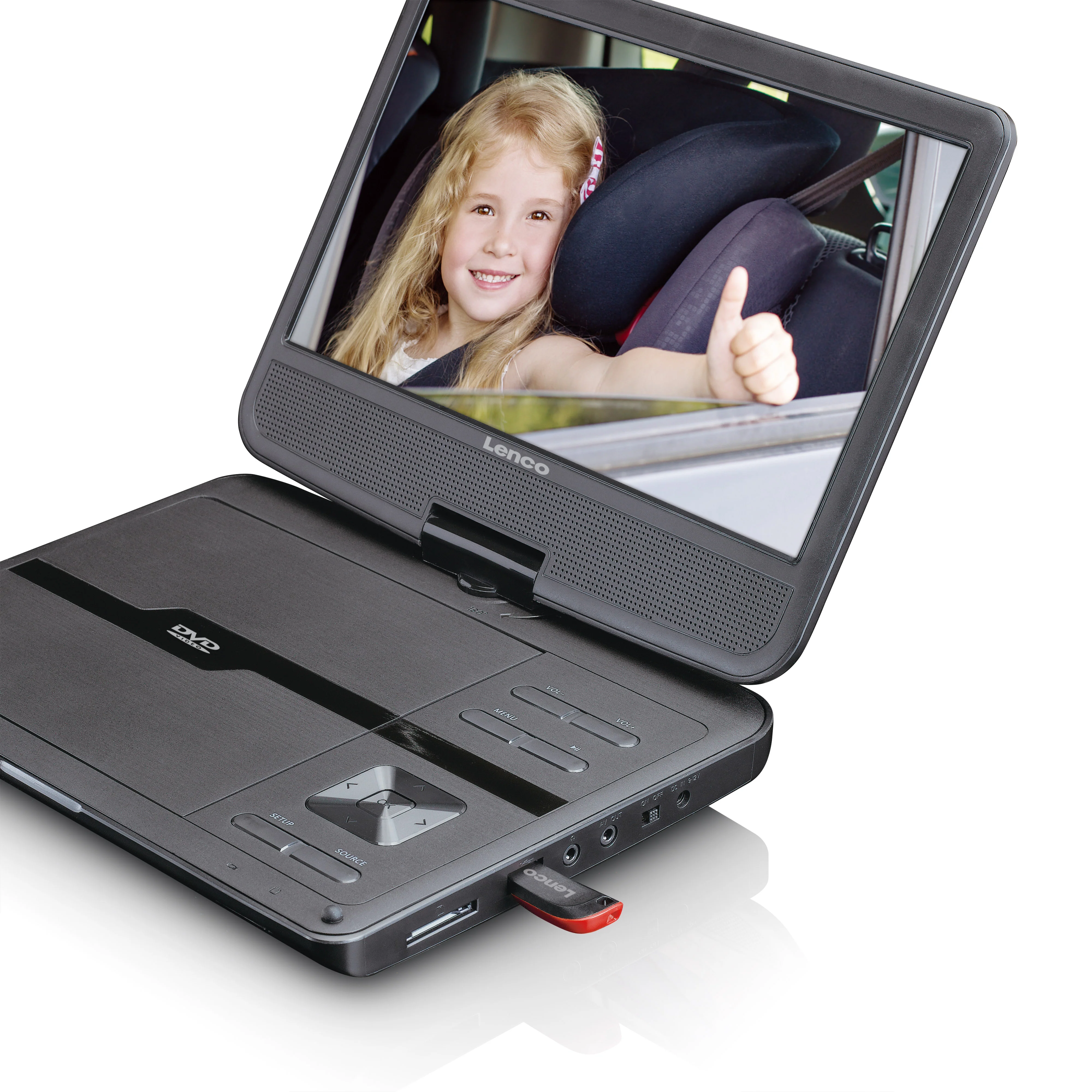 LENCO DVP-1046BK - 2x 10 inch draagbare DVD speler met oplaadbare batterij, twee hoofdtelefoons en twee montagebeugels voor in de auto - Zwart - Image 8