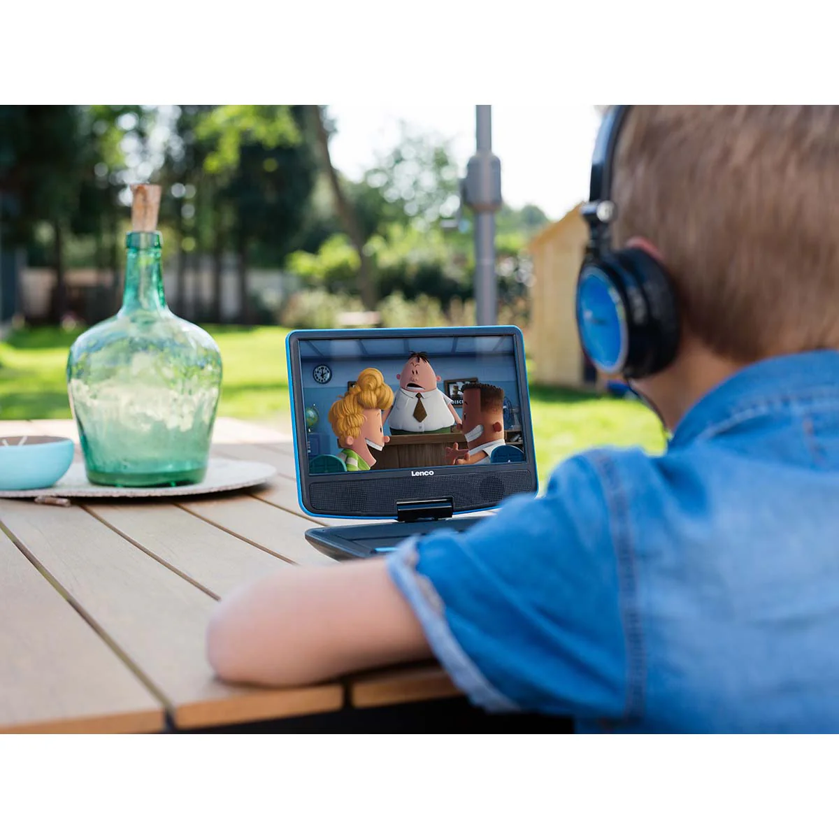 LENCO DVP-910BU - Portable 9" DVD-speler met USB-hoofdtelefoon en ophangbeugel - Blauw/zwart - Image 15