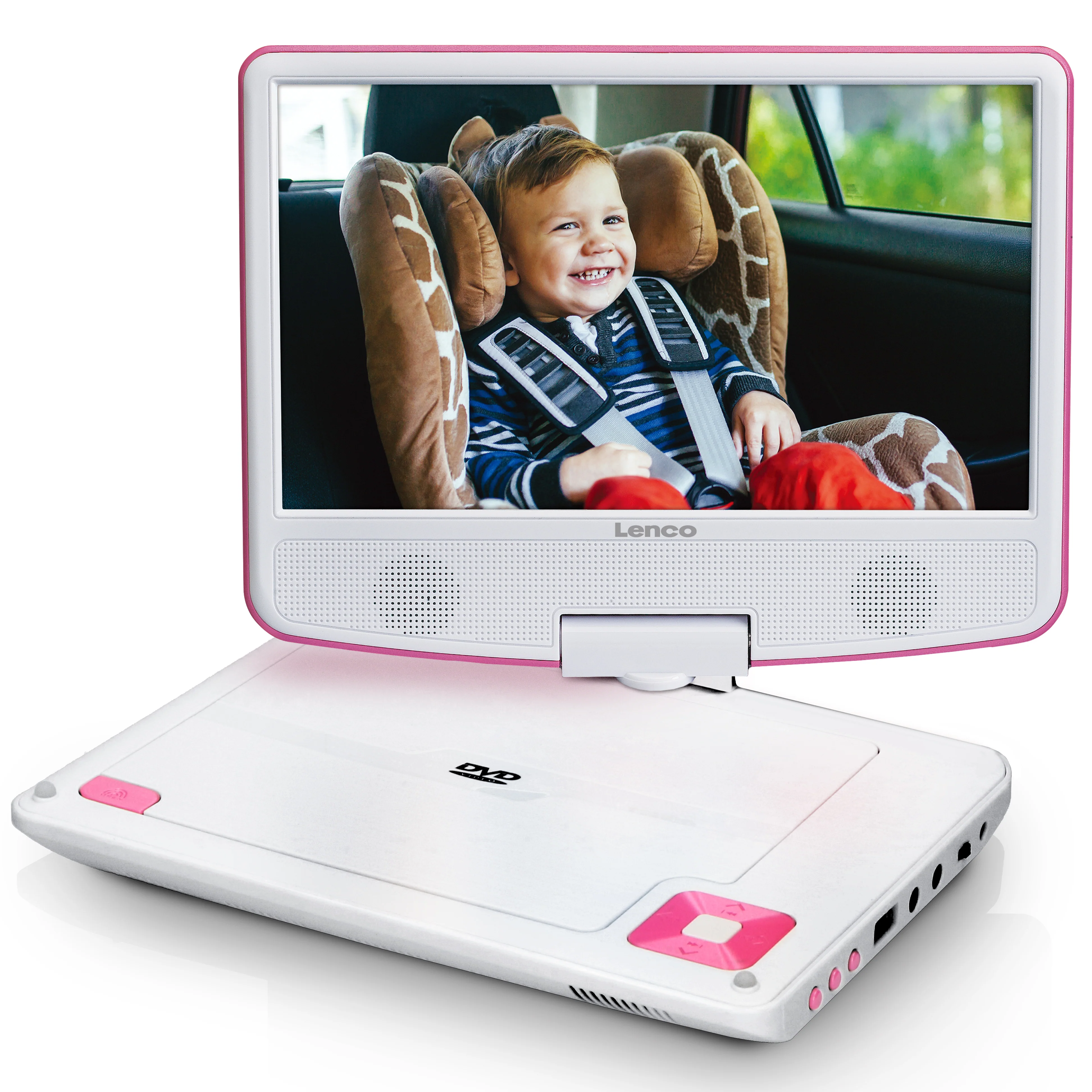 LENCO DVP-910PK - Portable 9" DVD-speler met USB-hoofdtelefoon-ophangbeugel - Roze/wit - Image 11