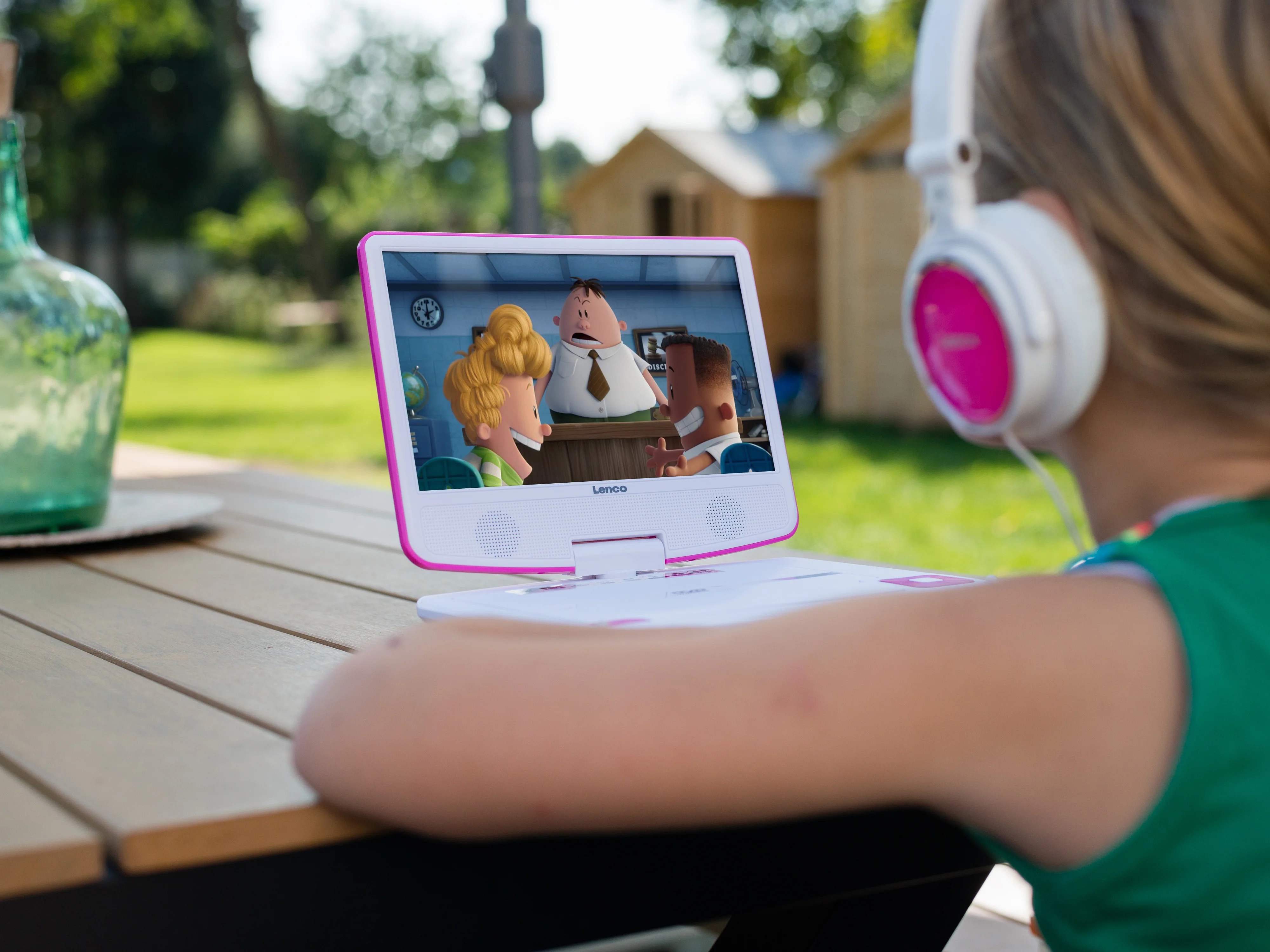 LENCO DVP-910PK - Portable 9" DVD-speler met USB-hoofdtelefoon-ophangbeugel - Roze/wit - Image 15