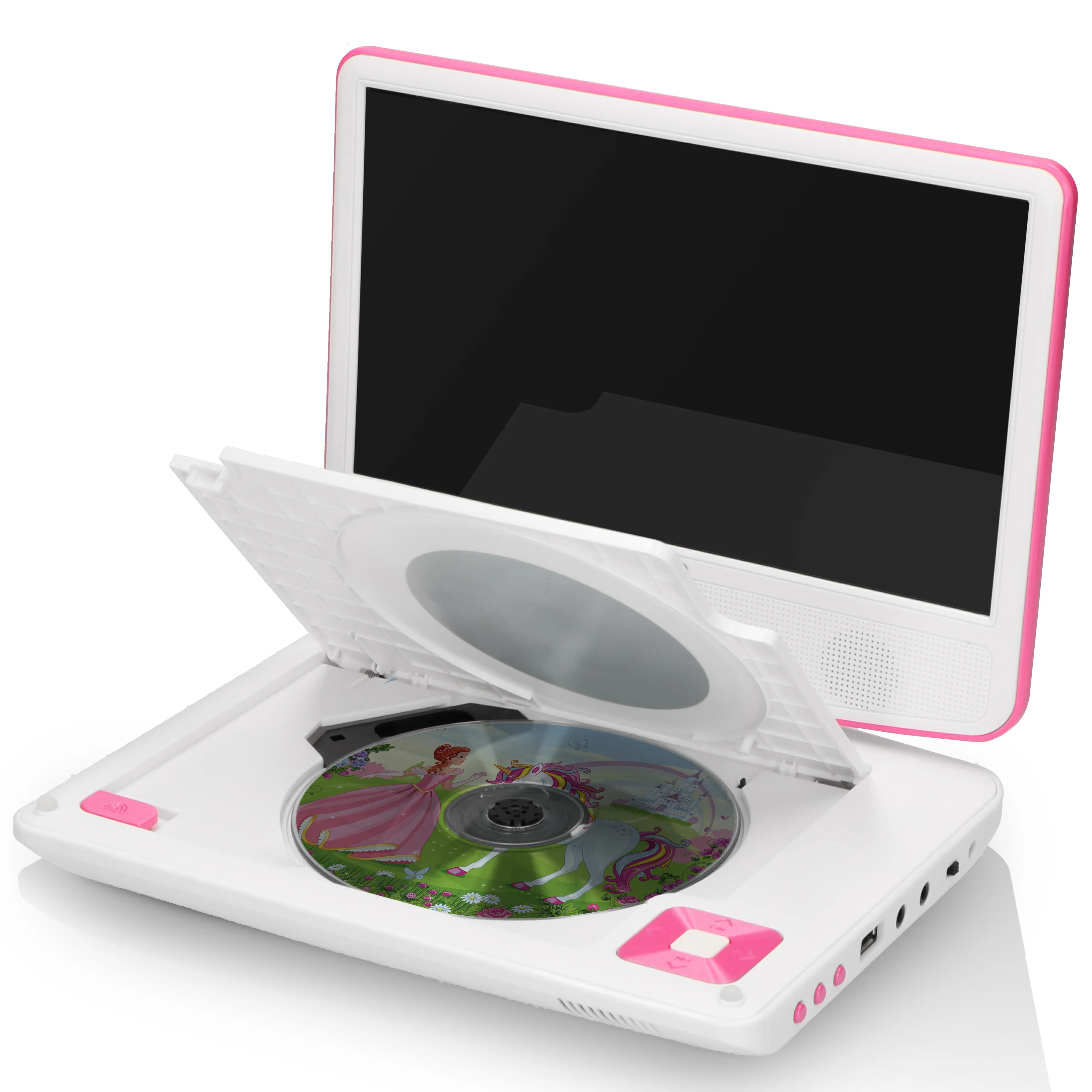 LENCO DVP-910PK - Portable 9" DVD-speler met USB-hoofdtelefoon-ophangbeugel - Roze/wit - Image 4