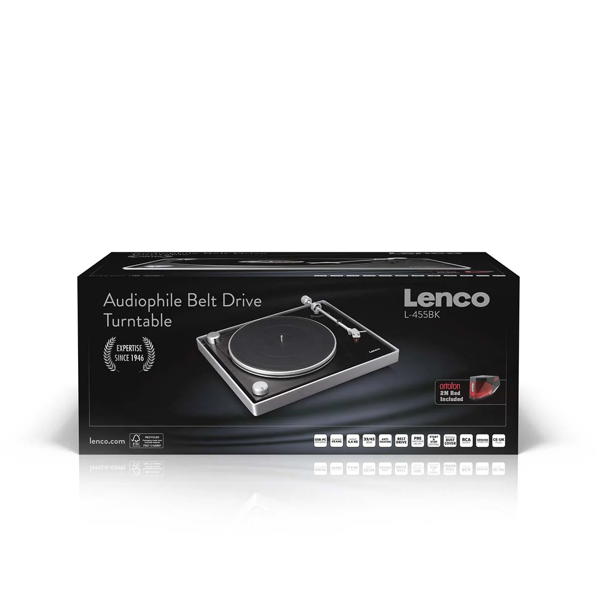 LENCO L-455BK - Platenspeler met zichtbare riemaandrijving, frame van geborsteld aluminium en Ortofon 2M RED cartridge - Zwart - Image 18