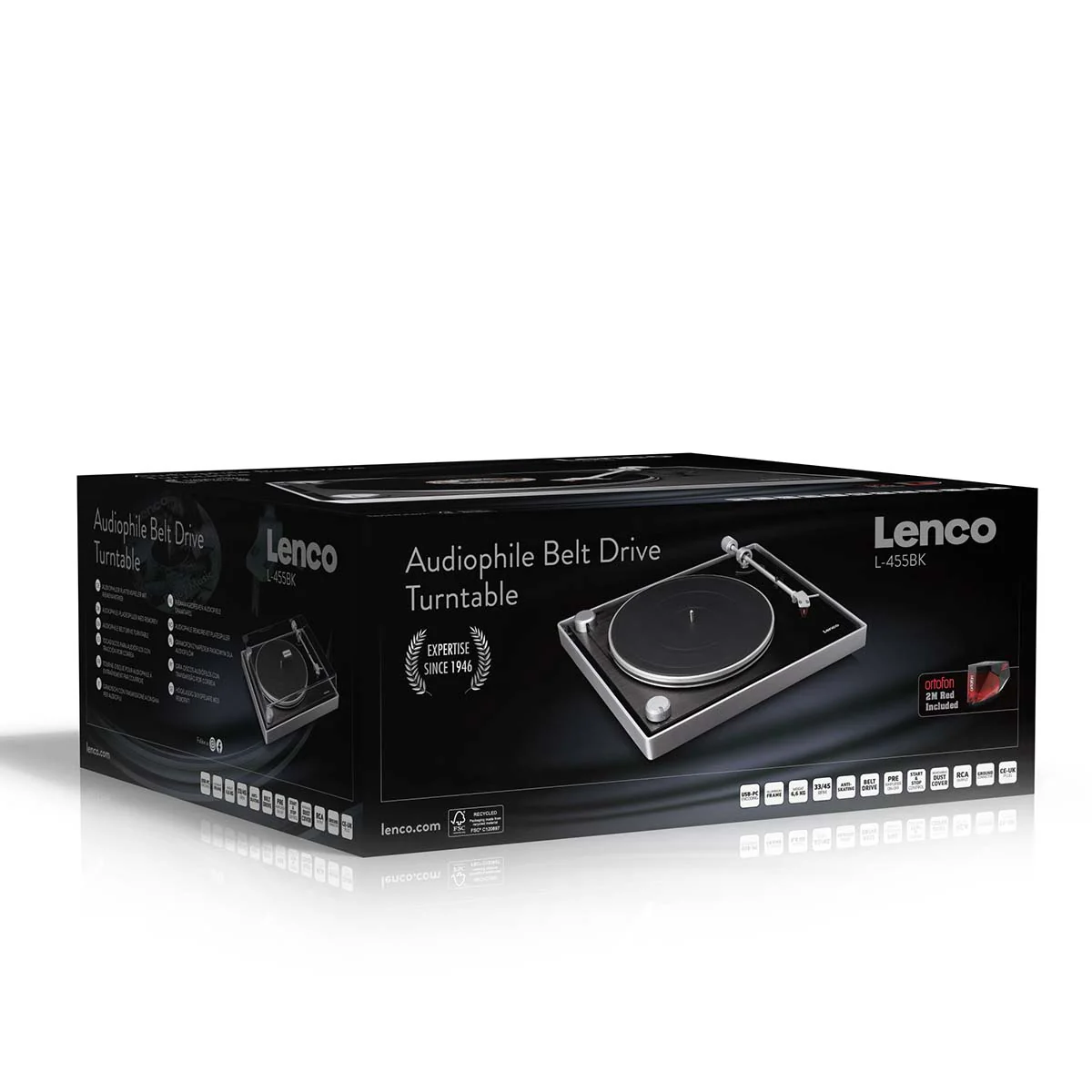 LENCO L-455BK - Platenspeler met zichtbare riemaandrijving, frame van geborsteld aluminium en Ortofon 2M RED cartridge - Zwart - Image 20