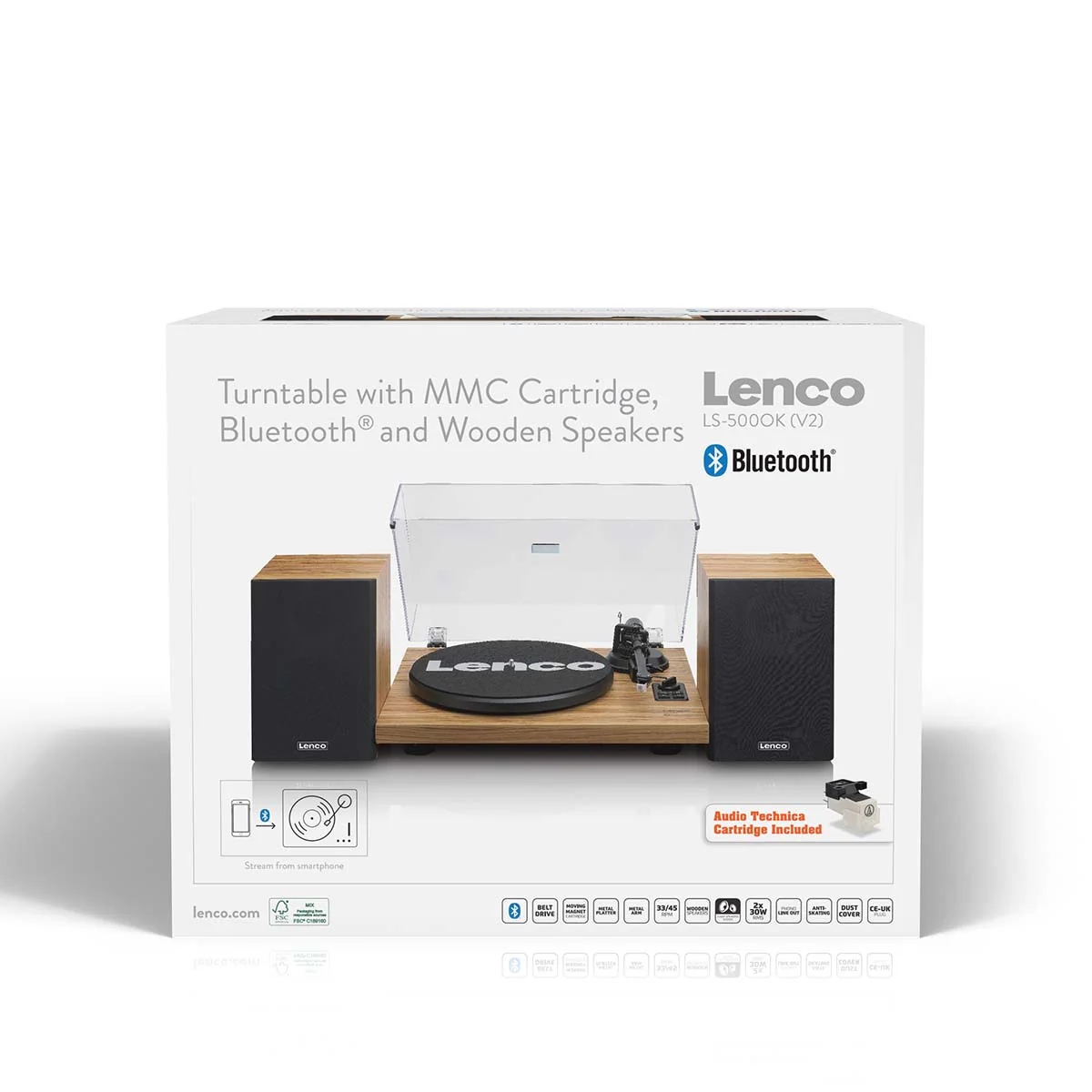 LENCO LS-500OK - Platenspeler met ingebouwde versterker en Bluetooth® plus 2 externe speakers - Hout - Image 13