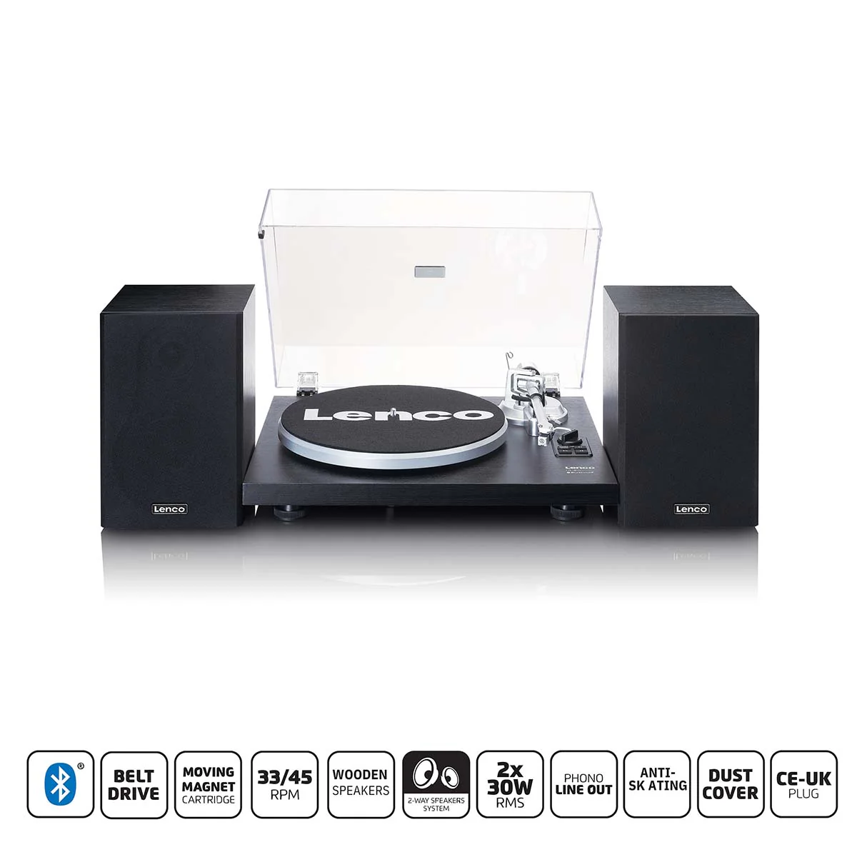LENCO LS-500BK - Platenspeler met ingebouwde versterker en Bluetooth® plus 2 externe speakers - Image 12