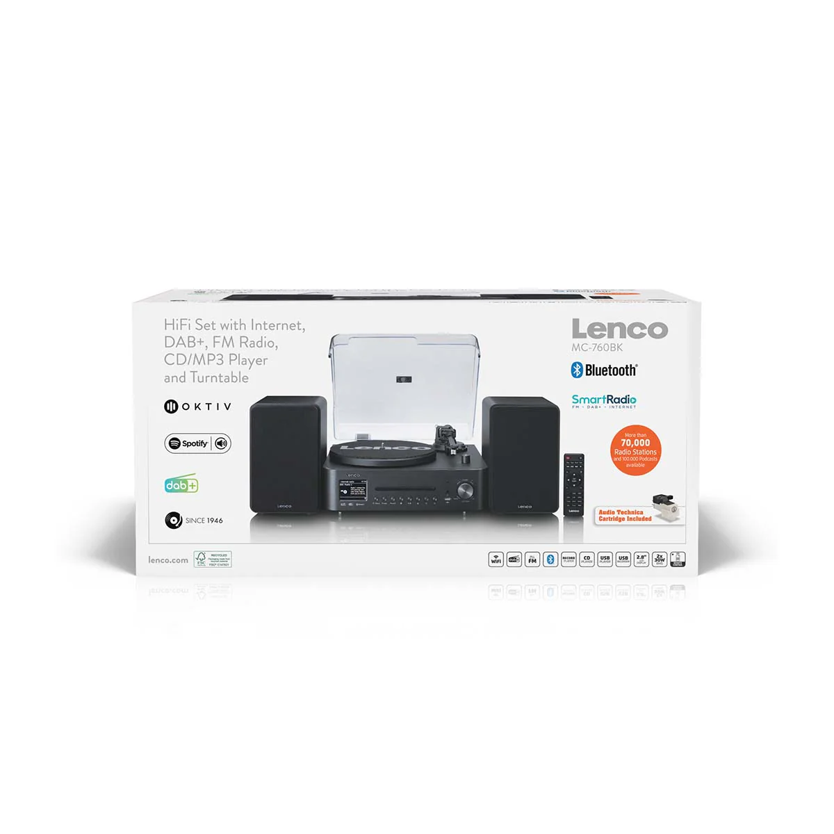 LENCO MC-760BK - Hifi Stereoset met platenspeler en speakers - Internet radio, DAB+, FM, Bluetooth®, CD/MP3-speler - Zwart - Image 11