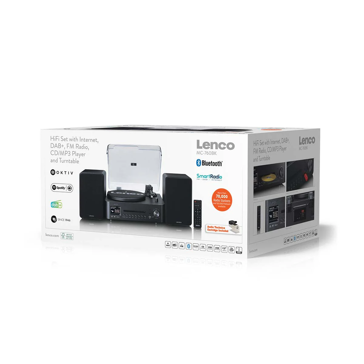 LENCO MC-760BK - Hifi Stereoset met platenspeler en speakers - Internet radio, DAB+, FM, Bluetooth®, CD/MP3-speler - Zwart - Image 12