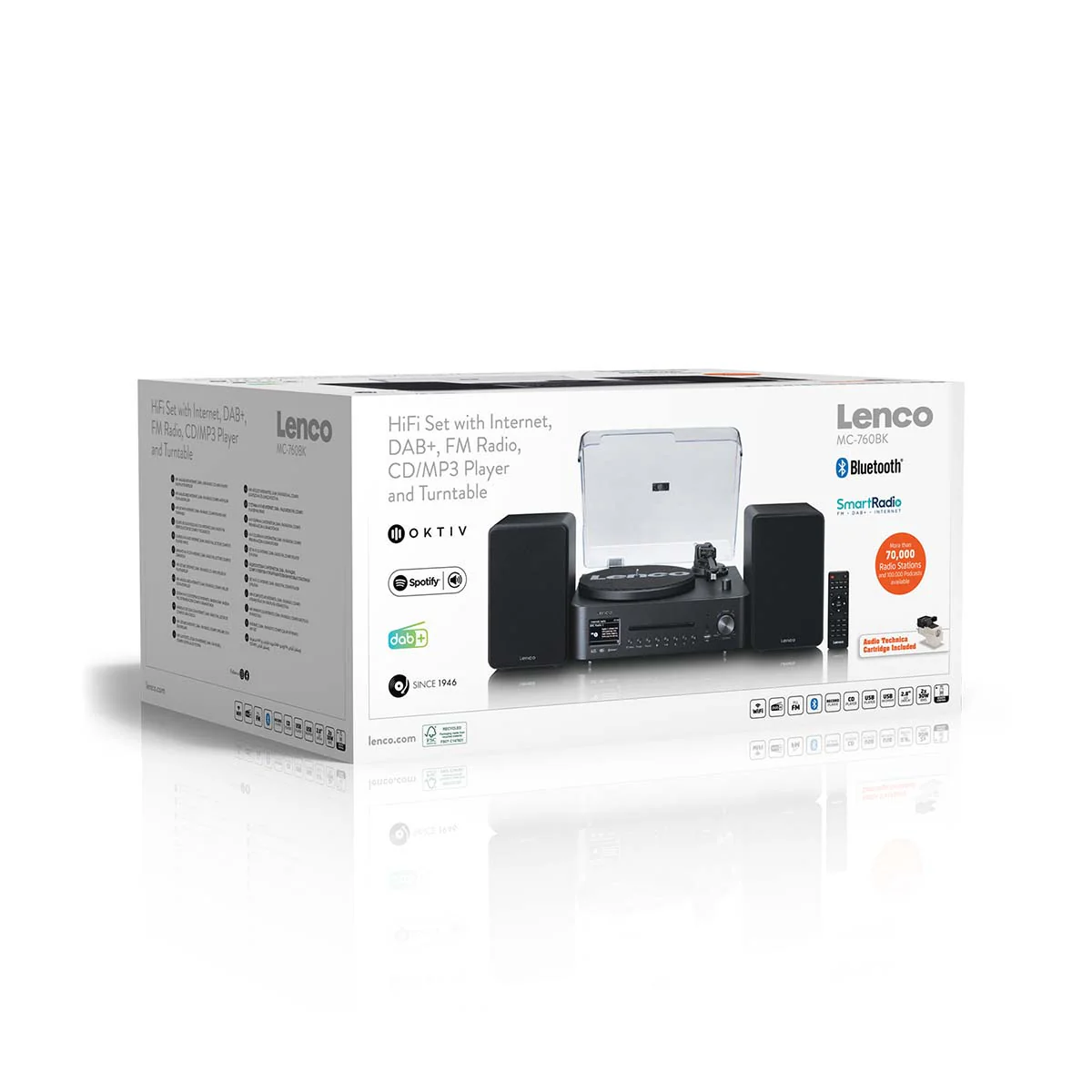 LENCO MC-760BK - Hifi Stereoset met platenspeler en speakers - Internet radio, DAB+, FM, Bluetooth®, CD/MP3-speler - Zwart - Image 13