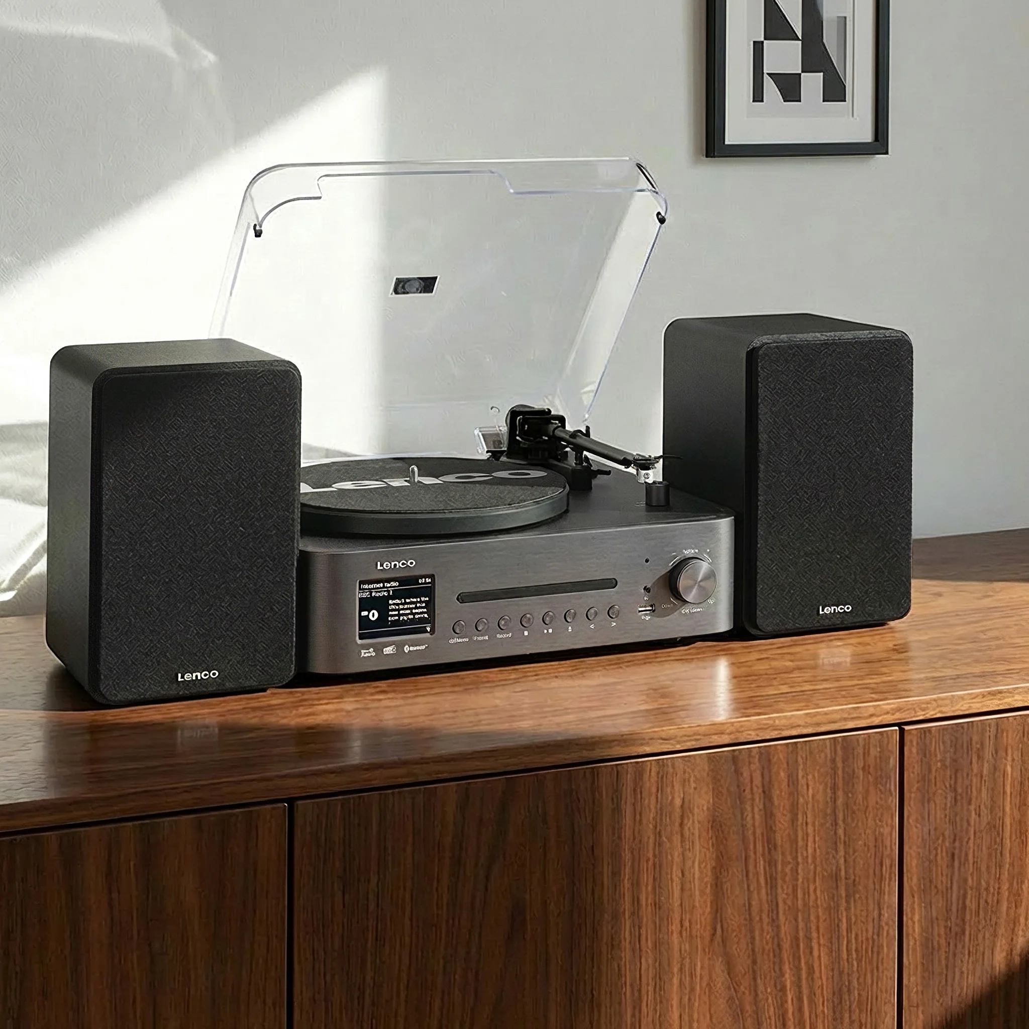 LENCO MC-760BK - Hifi Stereoset met platenspeler en speakers - Internet radio, DAB+, FM, Bluetooth®, CD/MP3-speler - Zwart - Image 14