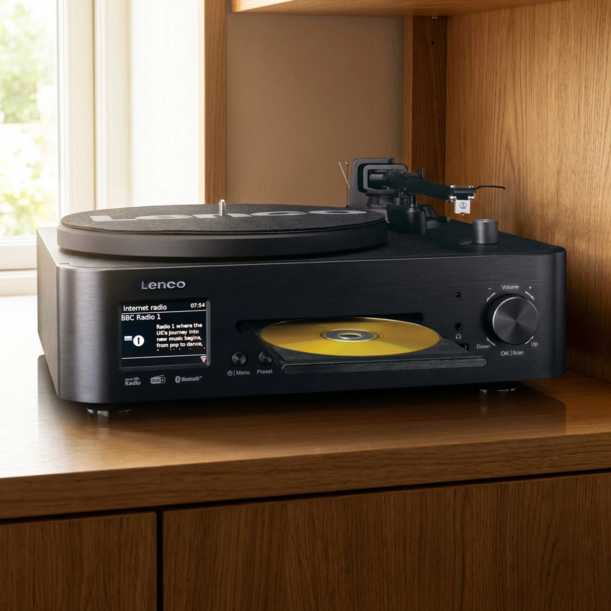 LENCO MC-760BK - Hifi Stereoset met platenspeler en speakers - Internet radio, DAB+, FM, Bluetooth®, CD/MP3-speler - Zwart - Image 16