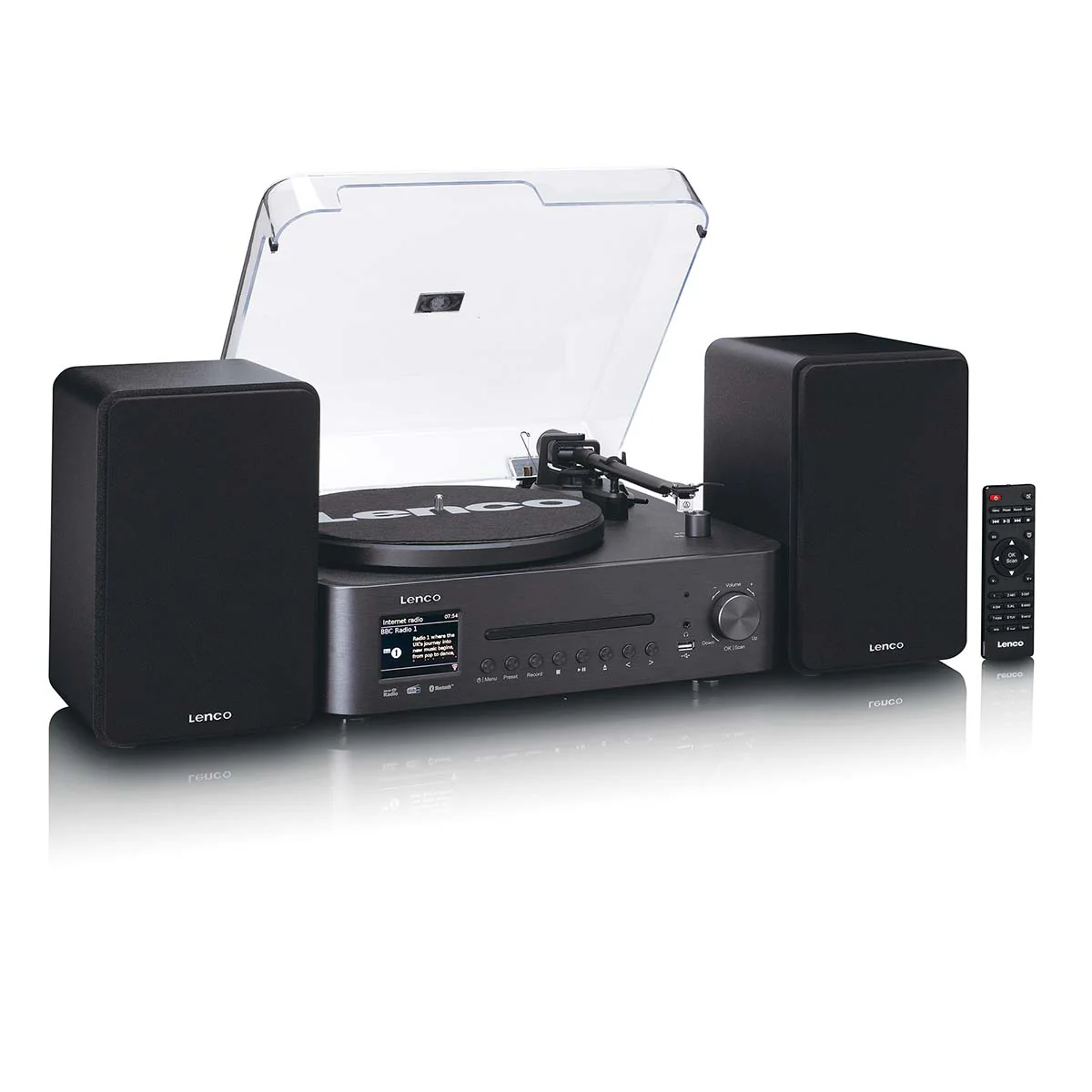 LENCO MC-760BK - Hifi Stereoset met platenspeler en speakers - Internet radio, DAB+, FM, Bluetooth®, CD/MP3-speler - Zwart - Image 6
