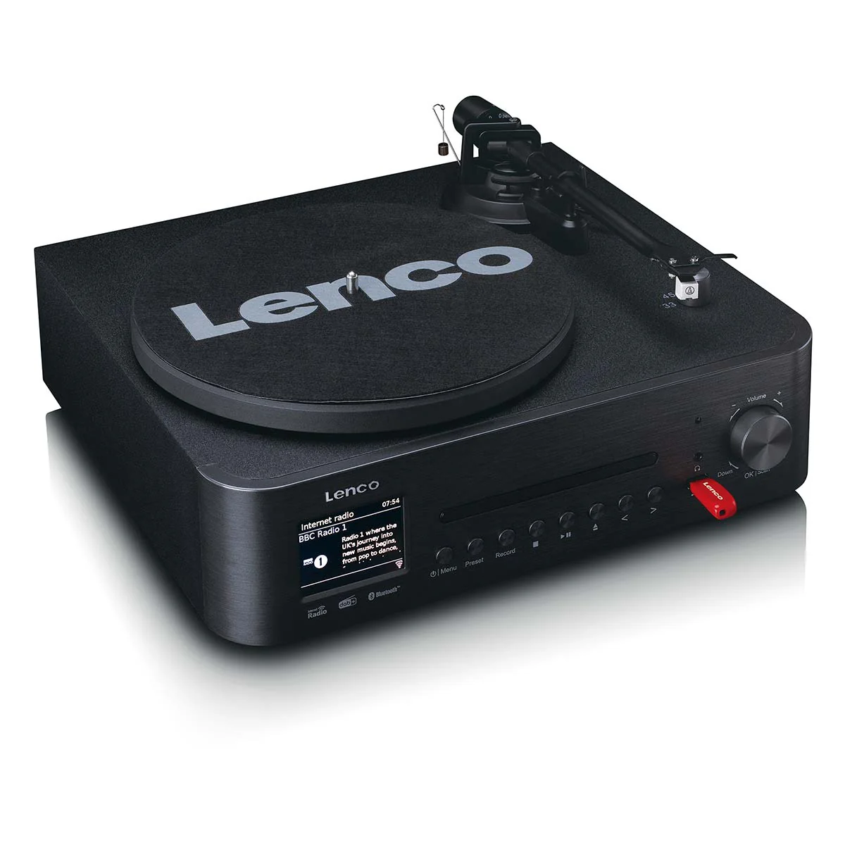 LENCO MC-760BK - Hifi Stereoset met platenspeler en speakers - Internet radio, DAB+, FM, Bluetooth®, CD/MP3-speler - Zwart - Image 8