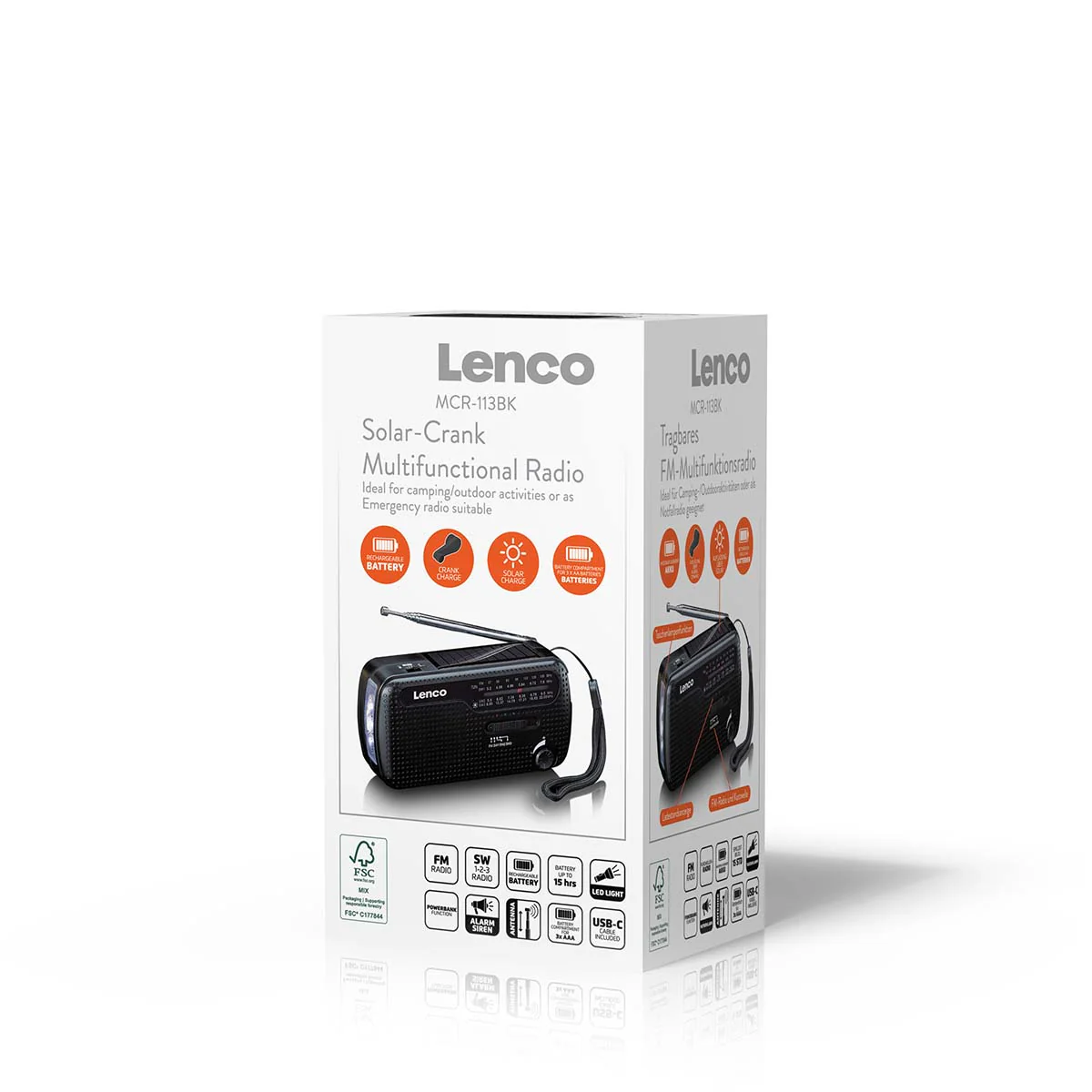 LENCO MCR-113BK - Draagbare opwindbare noodradio, zaklamp en powerbank in één - Zwart - Image 13