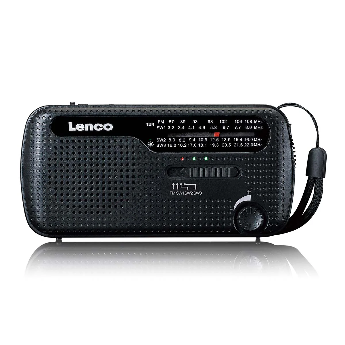 LENCO MCR-113BK - Draagbare opwindbare noodradio, zaklamp en powerbank in één - Zwart - Image 3