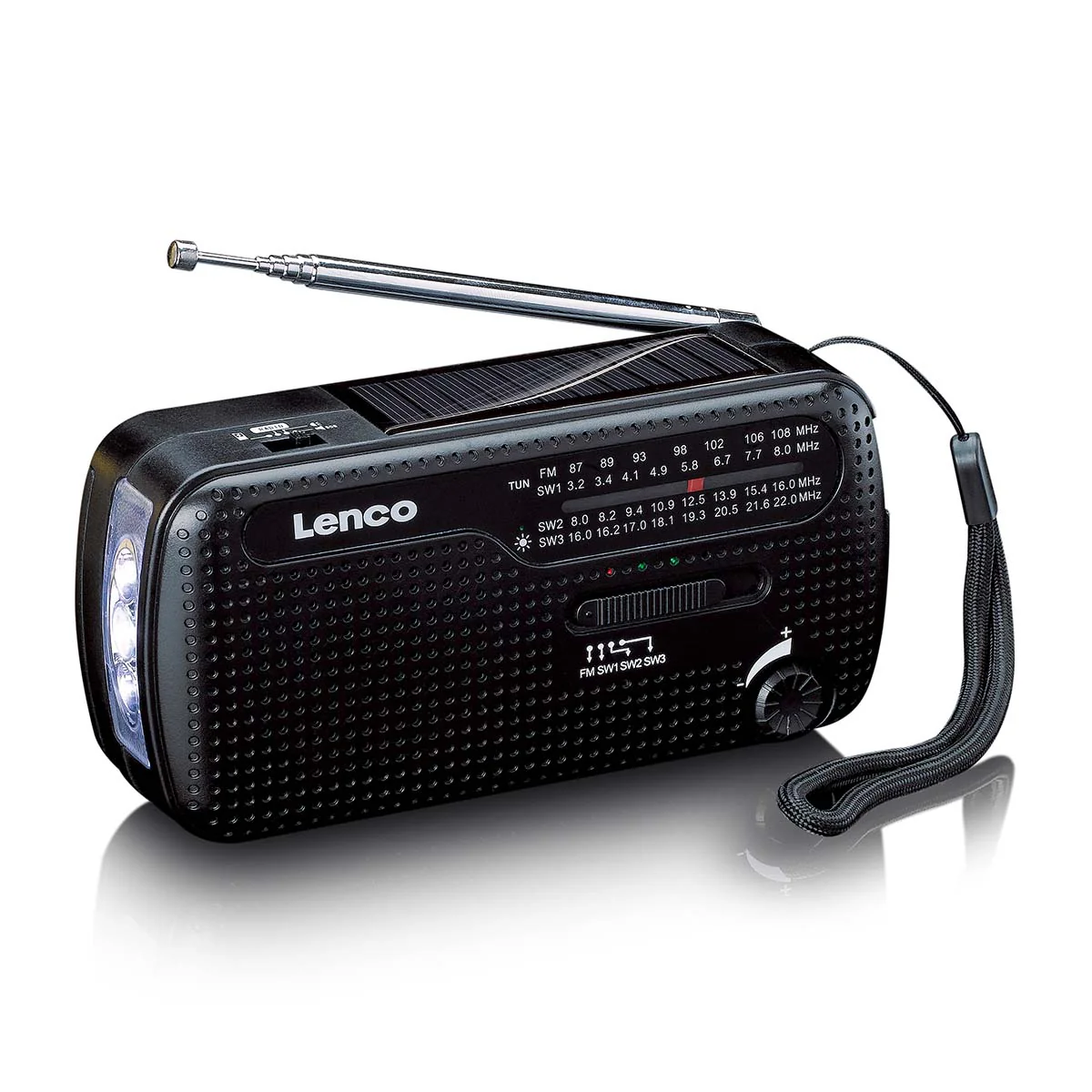 LENCO MCR-113BK - Draagbare opwindbare noodradio, zaklamp en powerbank in één - Zwart - Image 4