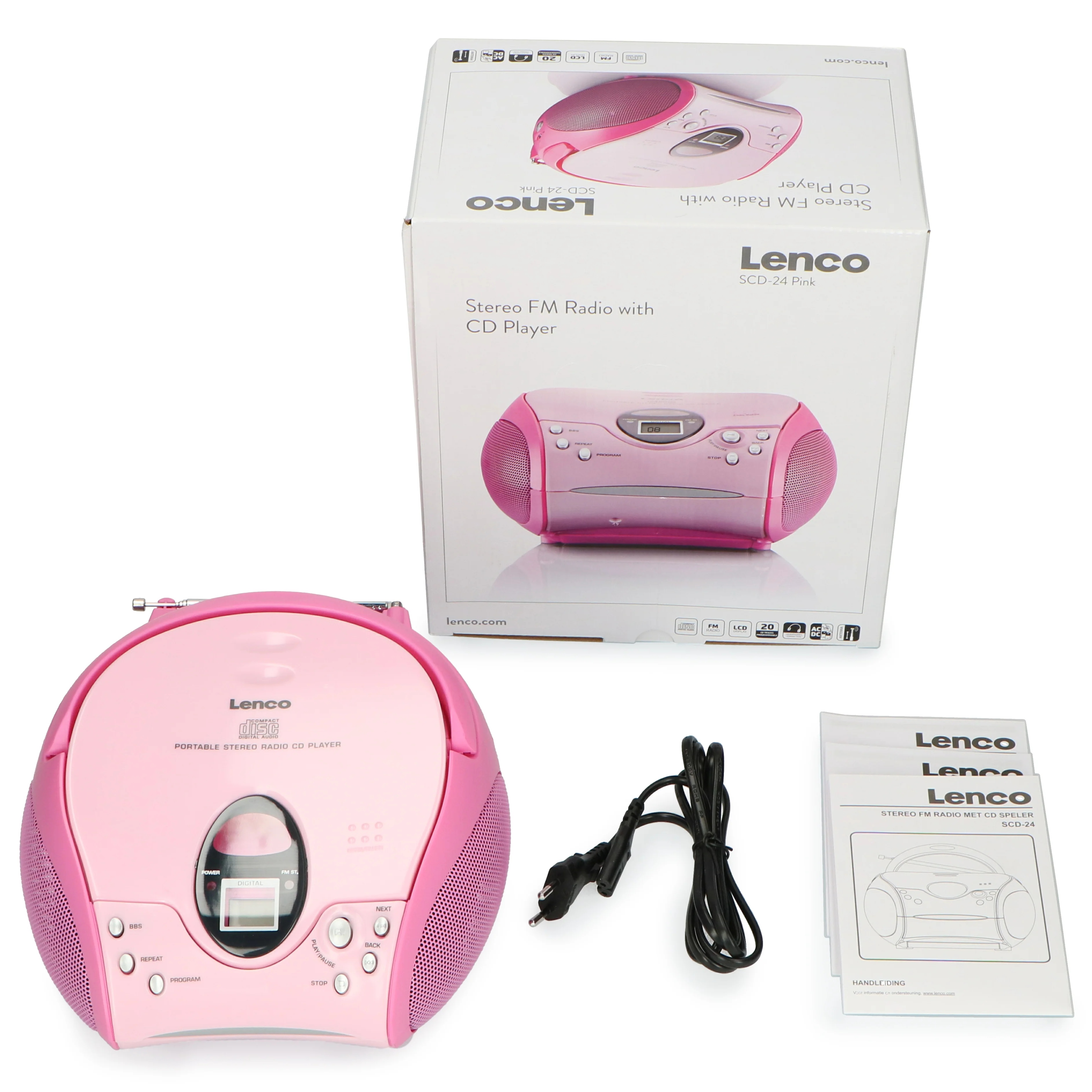 LENCO SCD-24 Pink - Draagbare stereo FM radio met CD-speler - Roze - Image 14