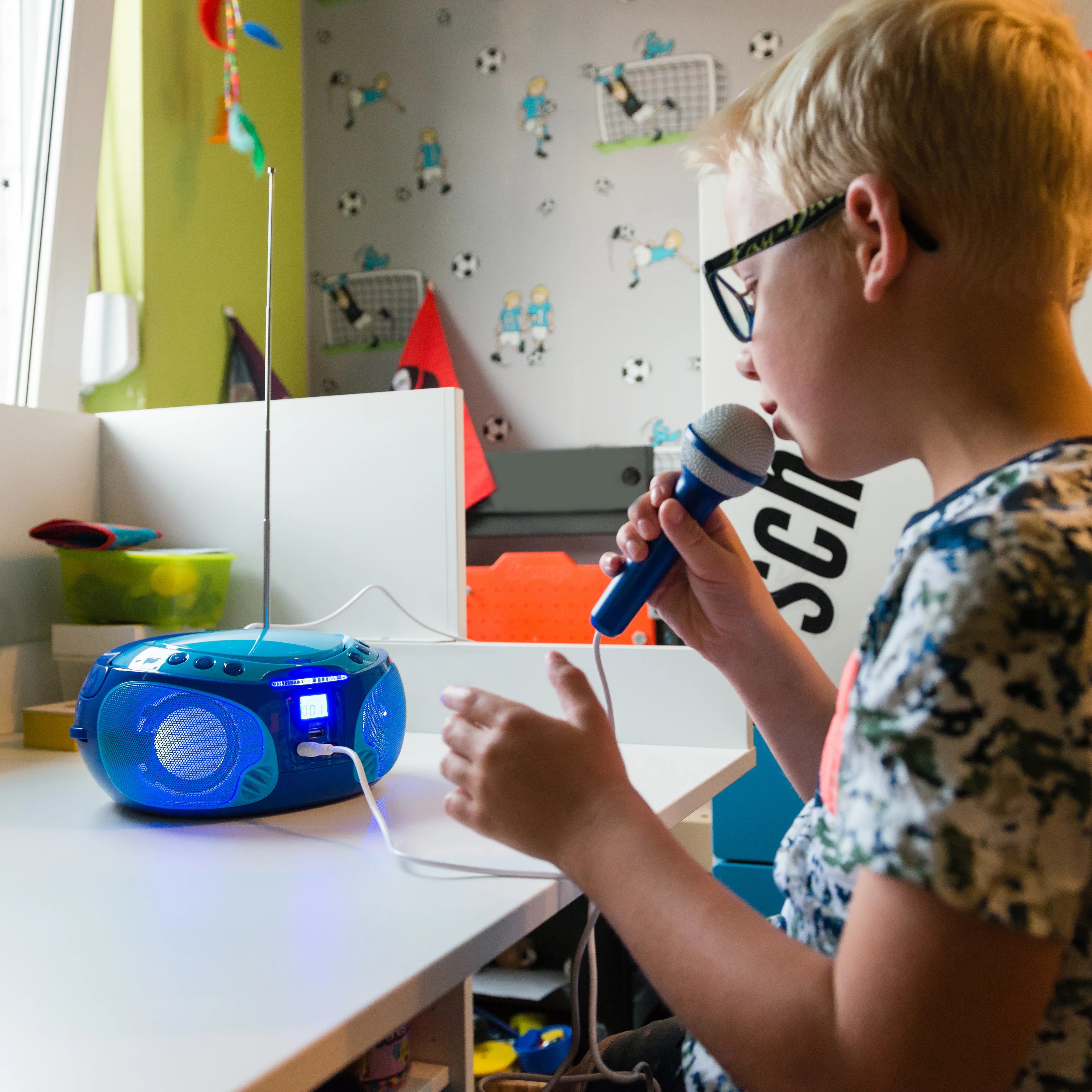 LENCO SCD-650BU Draagbare FM Radio CD/MP3/USB microfoon en licht effecten - Blauw - Image 19