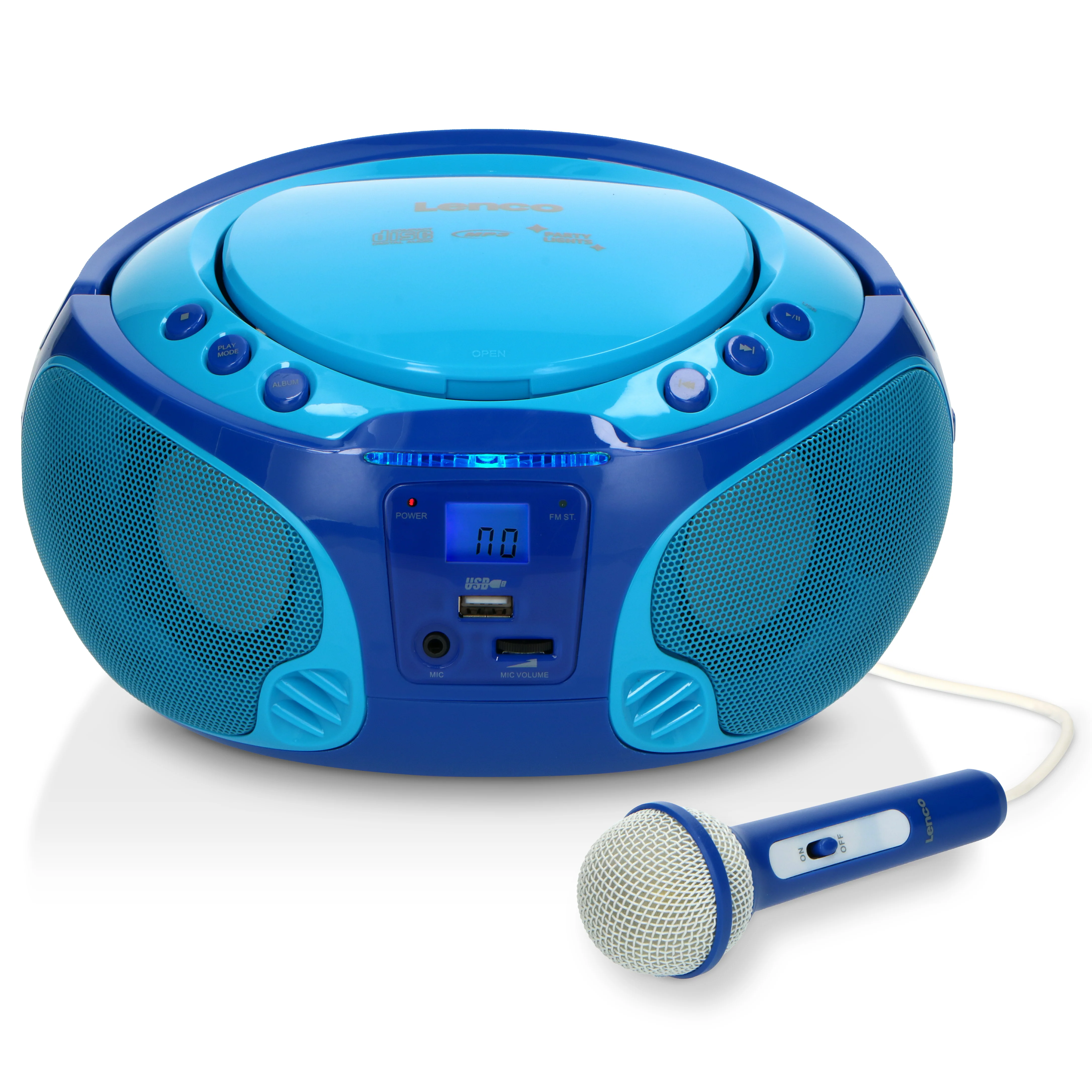 LENCO SCD-650BU Draagbare FM Radio CD/MP3/USB microfoon en licht effecten - Blauw - Image 5
