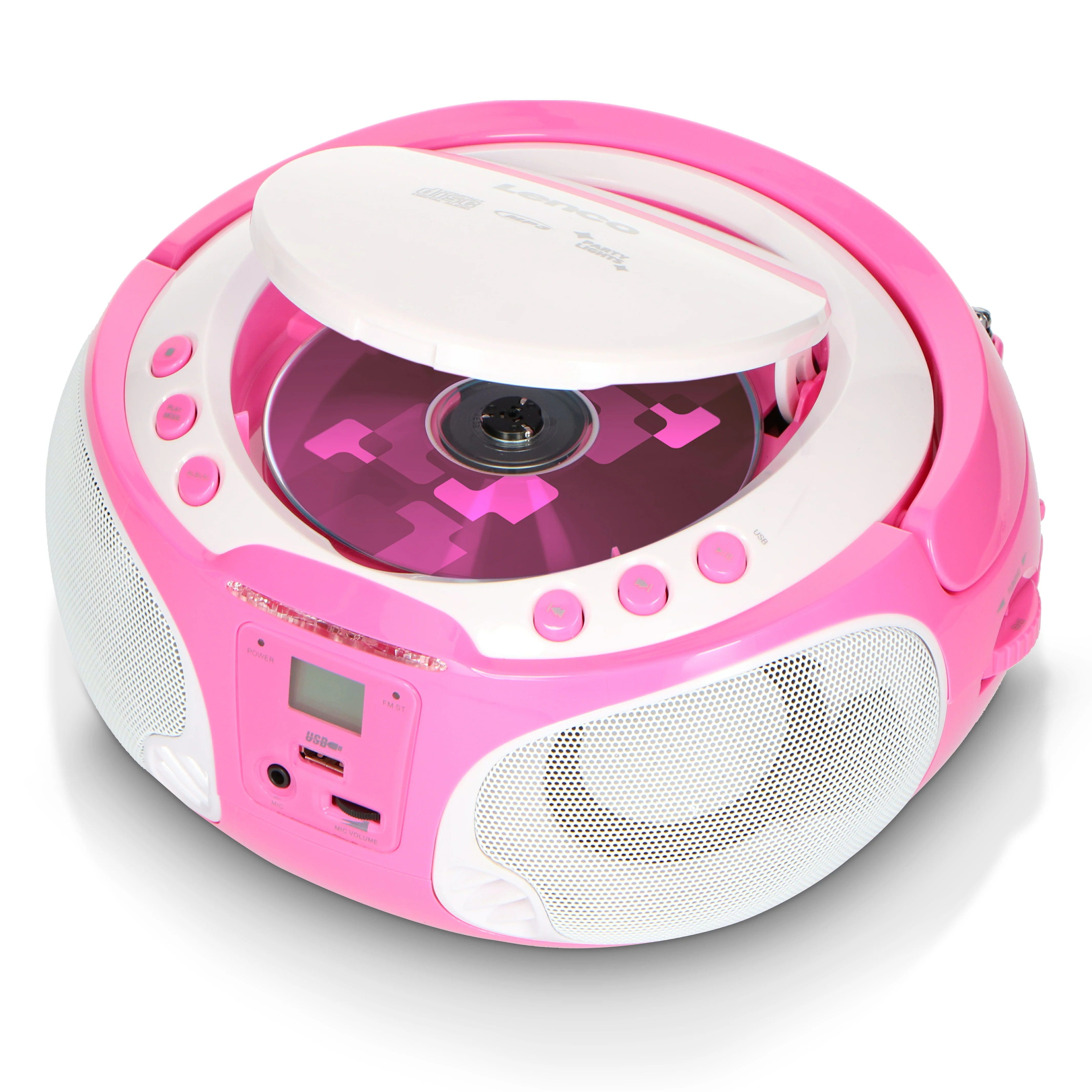 LENCO SCD-650PK - Draagbare FM Radio CD/MP3/USB speler microfoon en licht effecten - Roze - Image 10