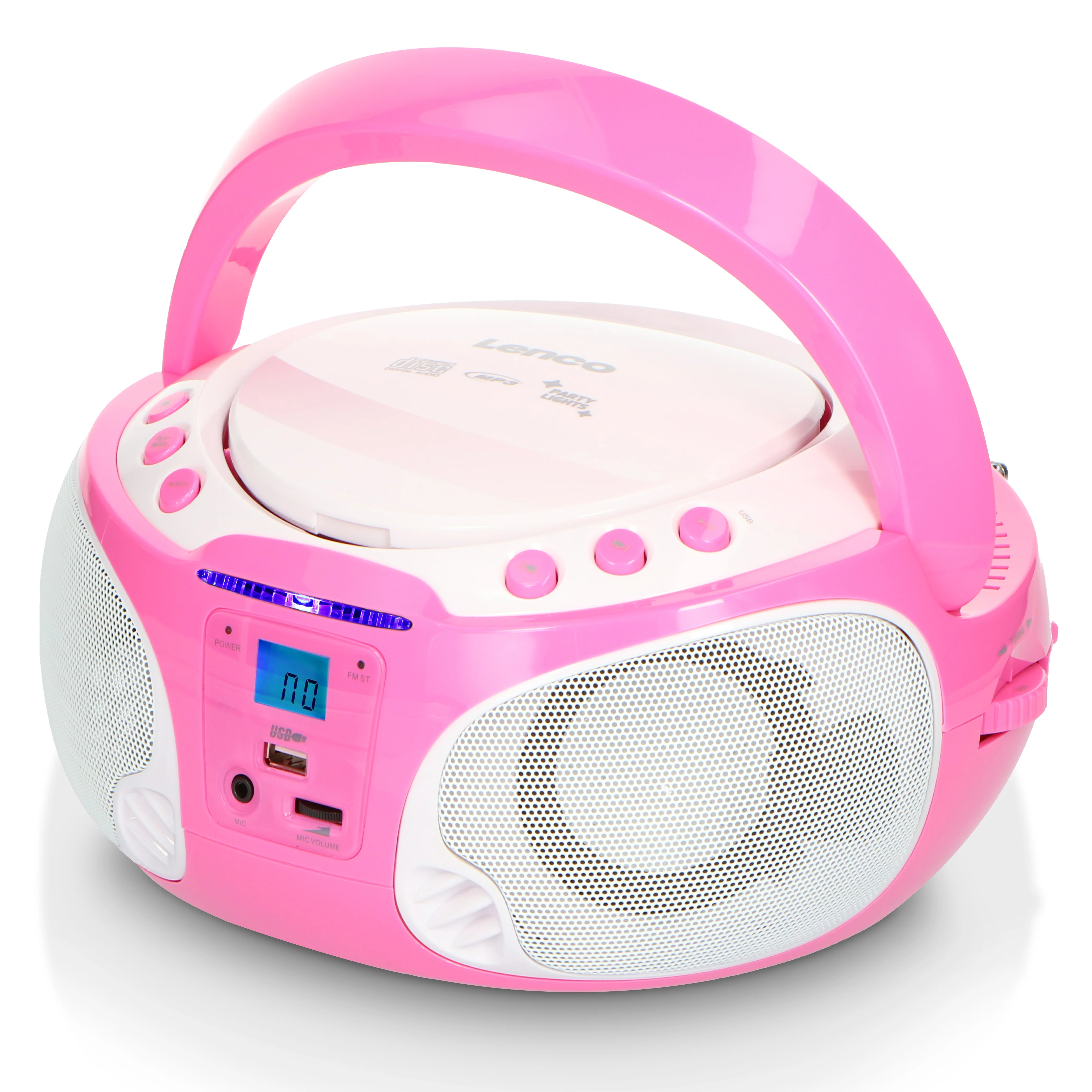 LENCO SCD-650PK - Draagbare FM Radio CD/MP3/USB speler microfoon en licht effecten - Roze - Image 11