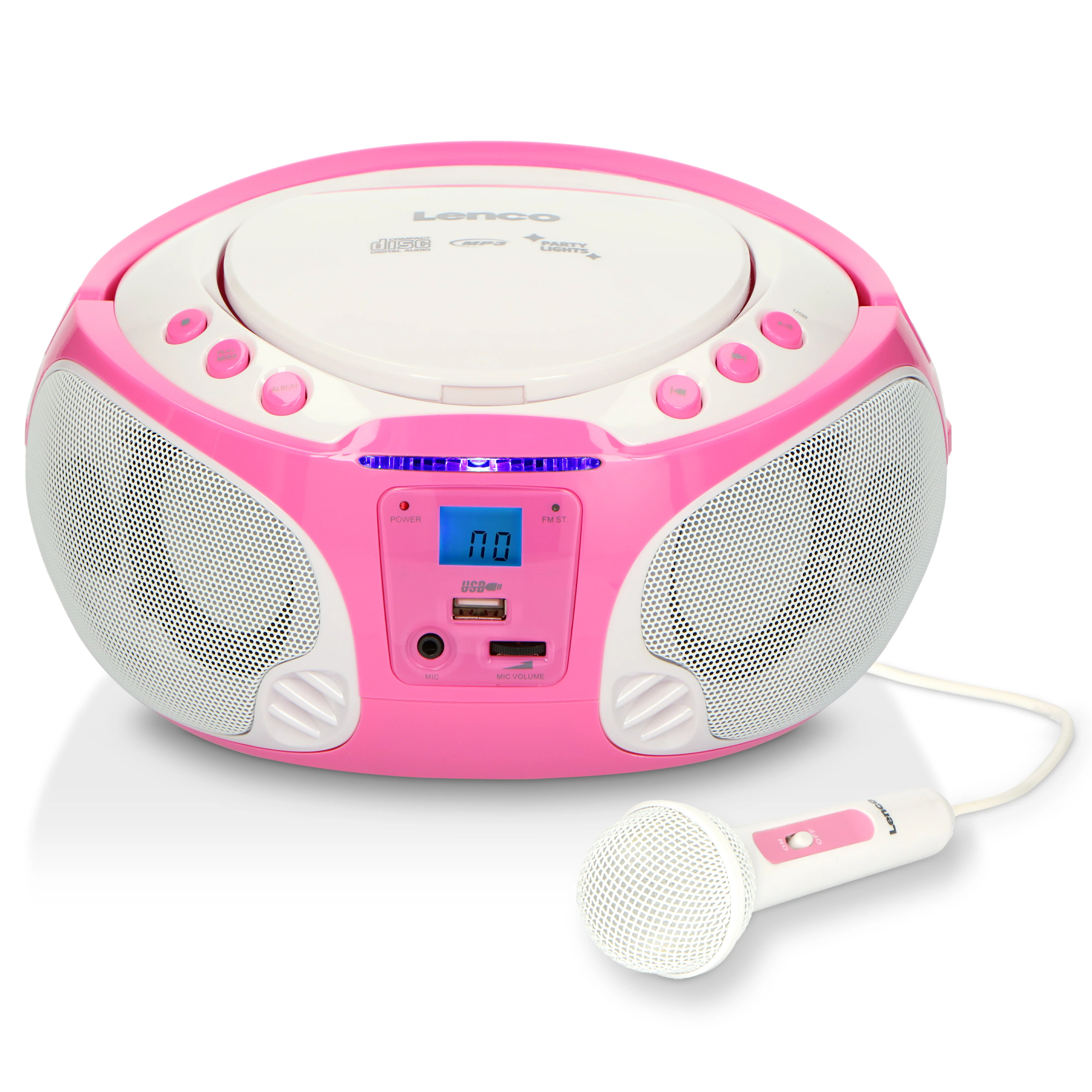 LENCO SCD-650PK - Draagbare FM Radio CD/MP3/USB speler microfoon en licht effecten - Roze - Image 4