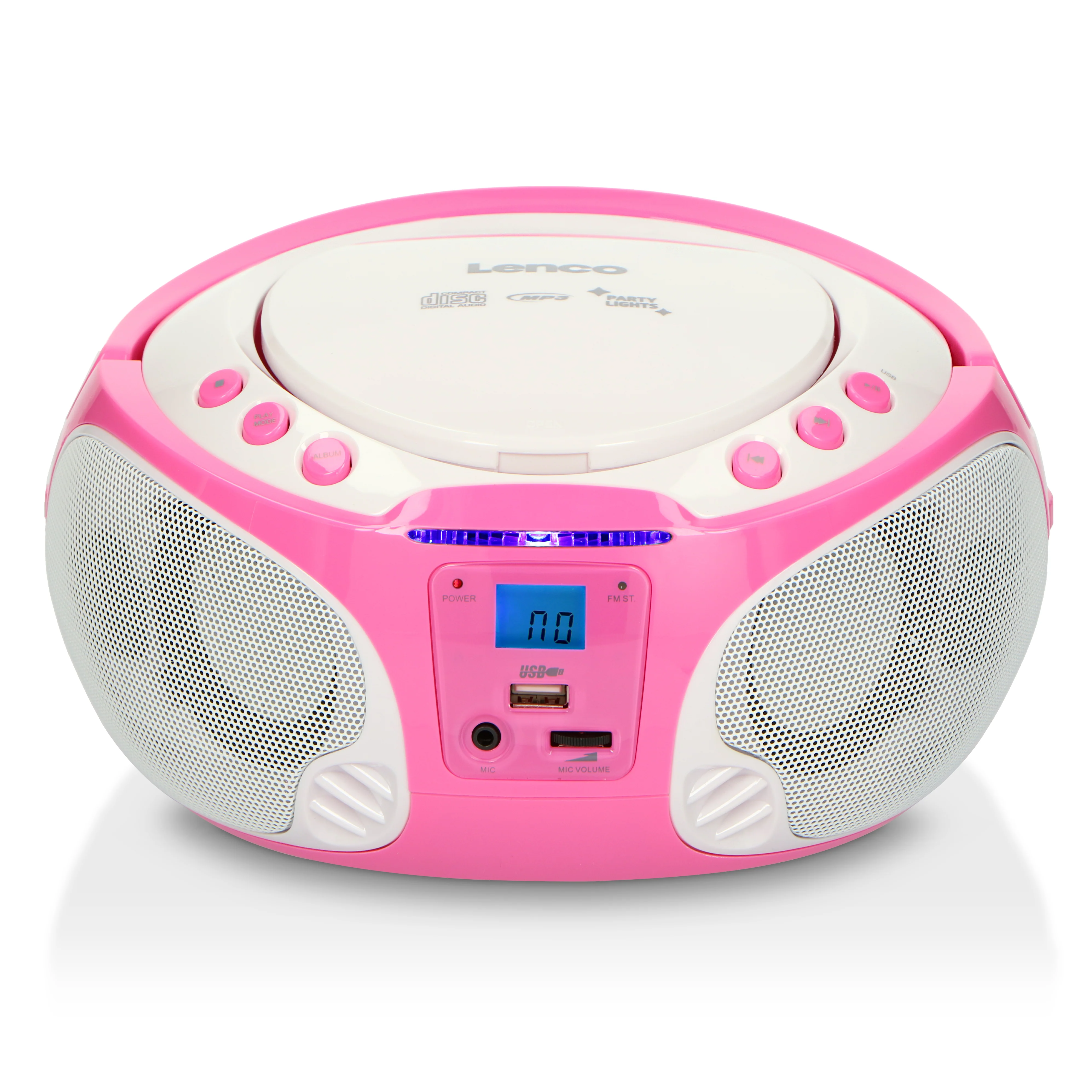 LENCO SCD-650PK - Draagbare FM Radio CD/MP3/USB speler microfoon en licht effecten - Roze - Image 5