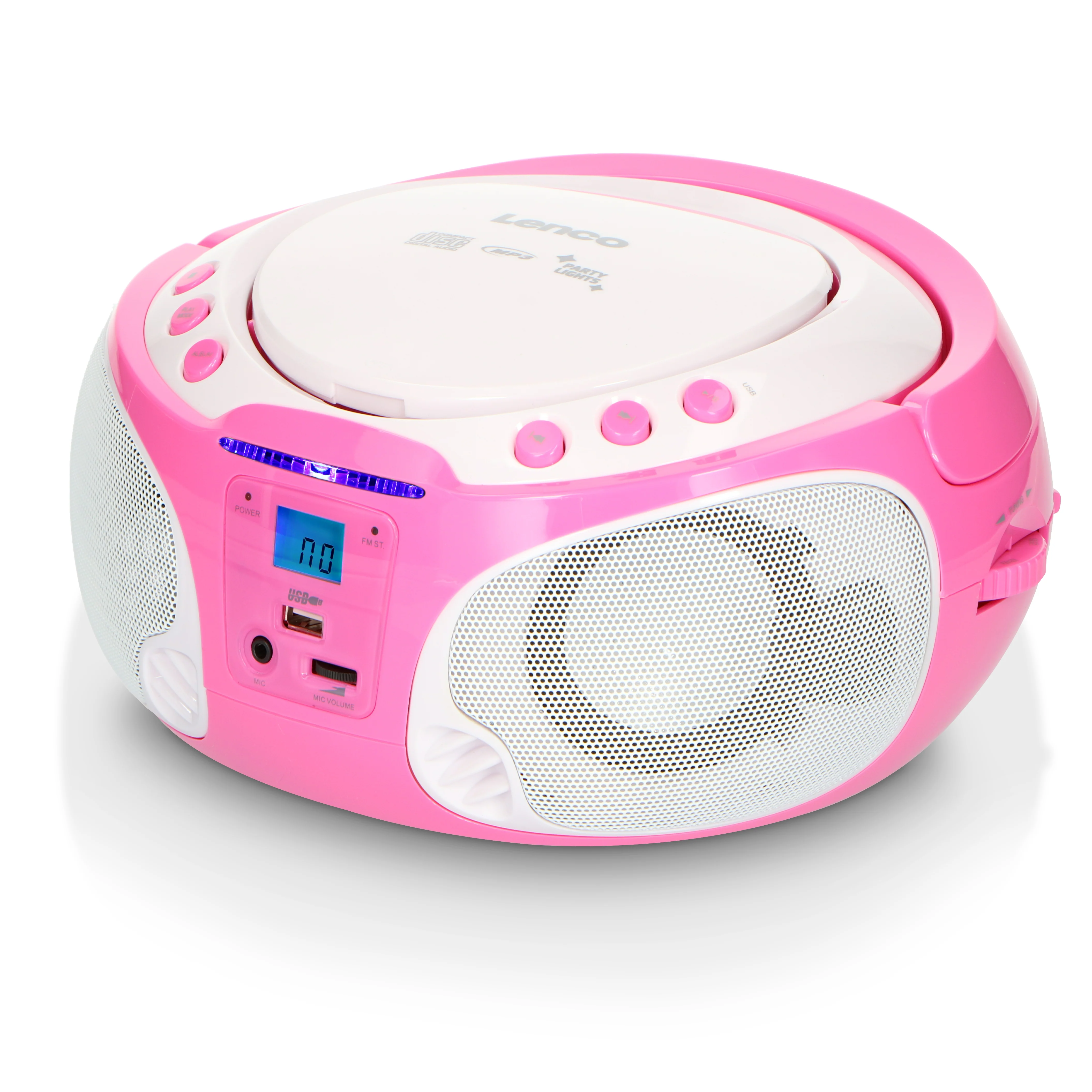 LENCO SCD-650PK - Draagbare FM Radio CD/MP3/USB speler microfoon en licht effecten - Roze - Image 9