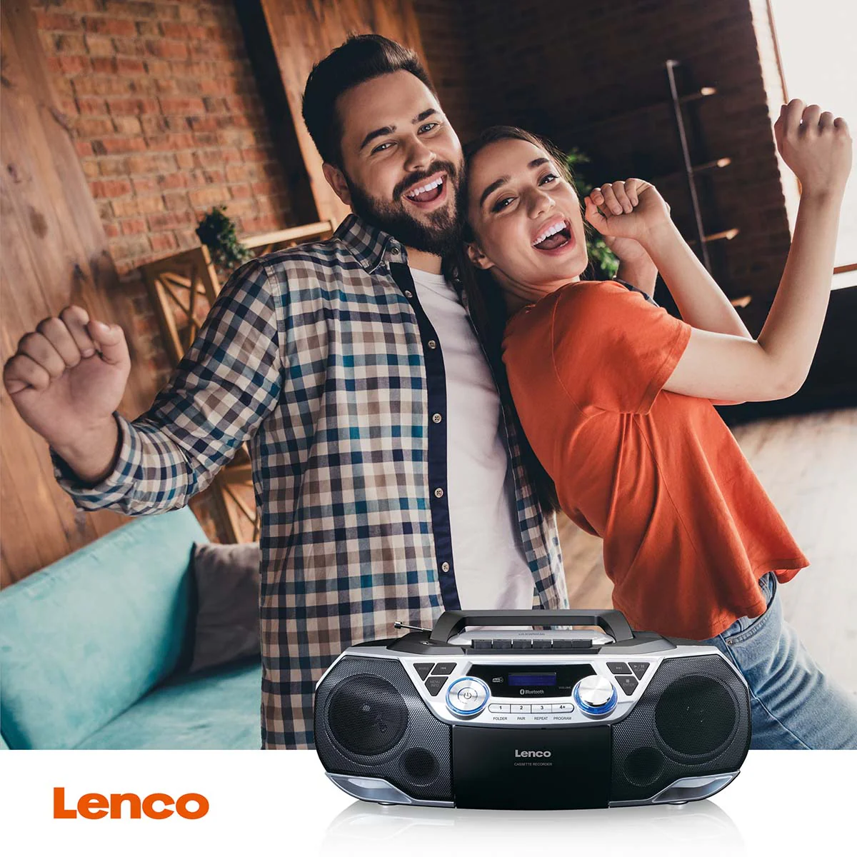 LENCO SCD-720SI - Draagbare boombox met DAB+/FM radio, Bluetooth®, CD, casette recorder en USB speler - Zilver - Image 11