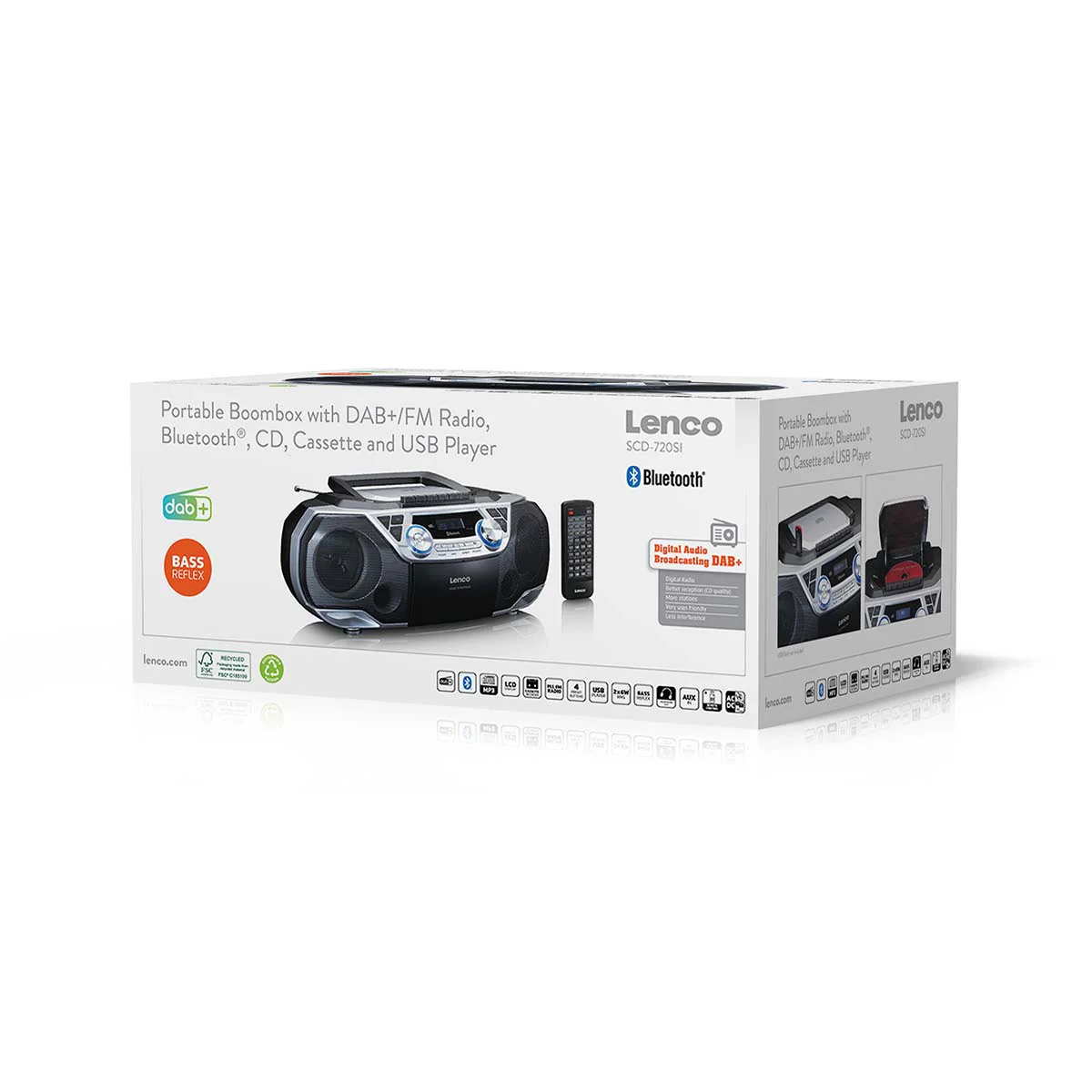 LENCO SCD-720SI - Draagbare boombox met DAB+/FM radio, Bluetooth®, CD, casette recorder en USB speler - Zilver - Image 13