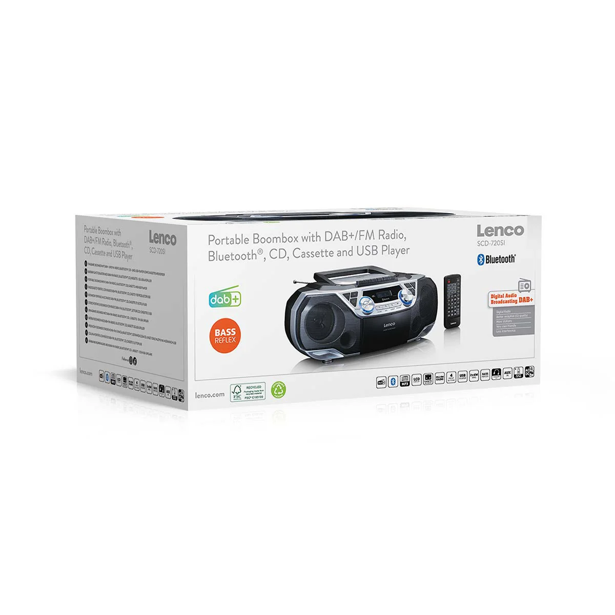 LENCO SCD-720SI - Draagbare boombox met DAB+/FM radio, Bluetooth®, CD, casette recorder en USB speler - Zilver - Image 14