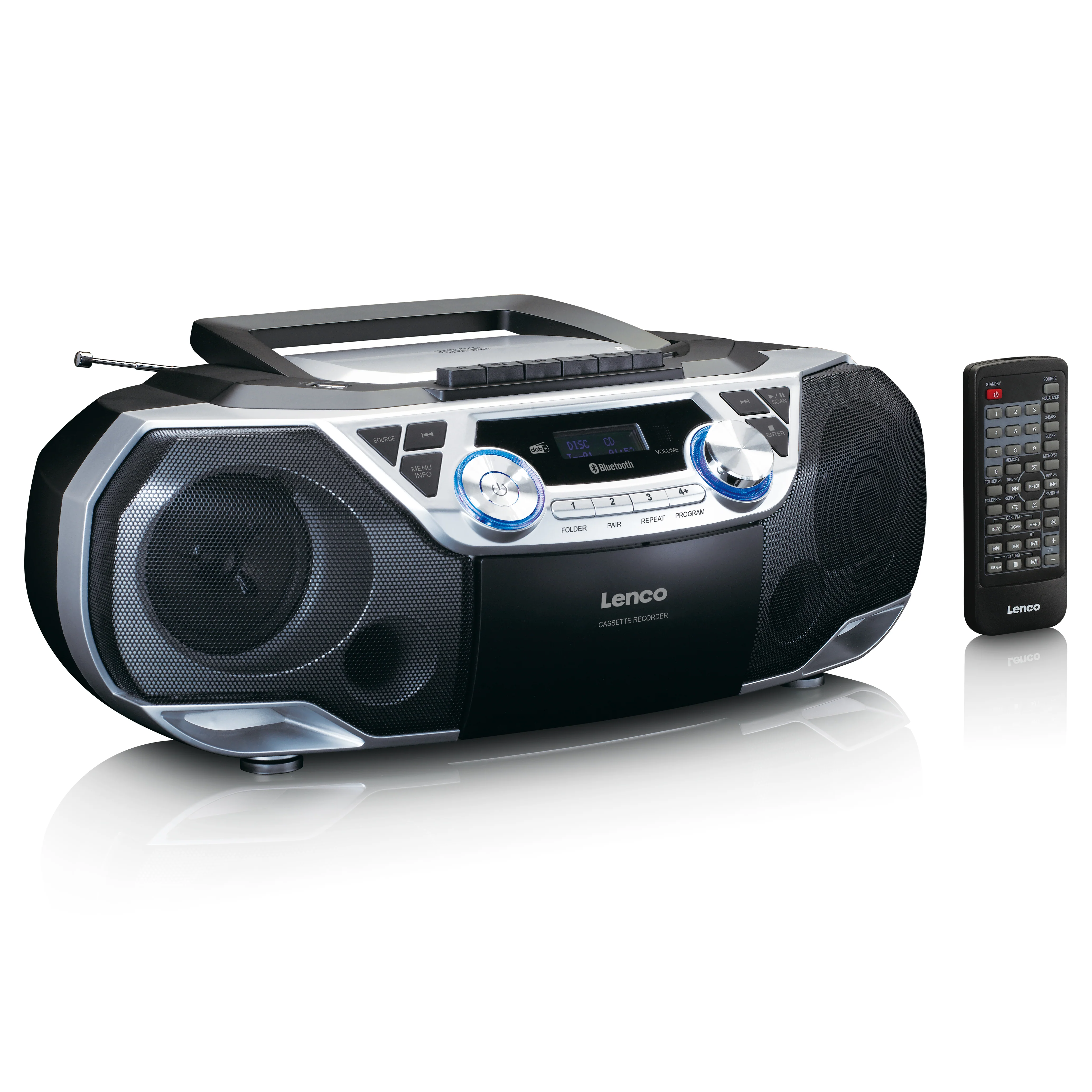 LENCO SCD-720SI - Draagbare boombox met DAB+/FM radio, Bluetooth®, CD, casette recorder en USB speler - Zilver - Image 4