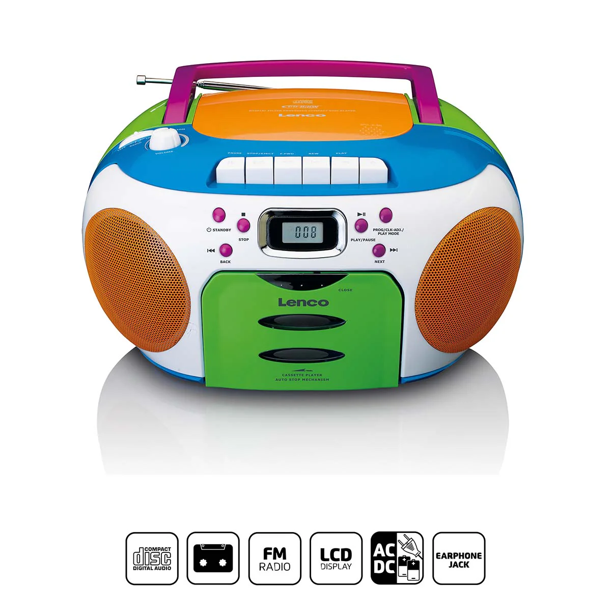 LENCO SCD-971 - Draagbare FM radio CD/Cassette speler - Kids - Image 8