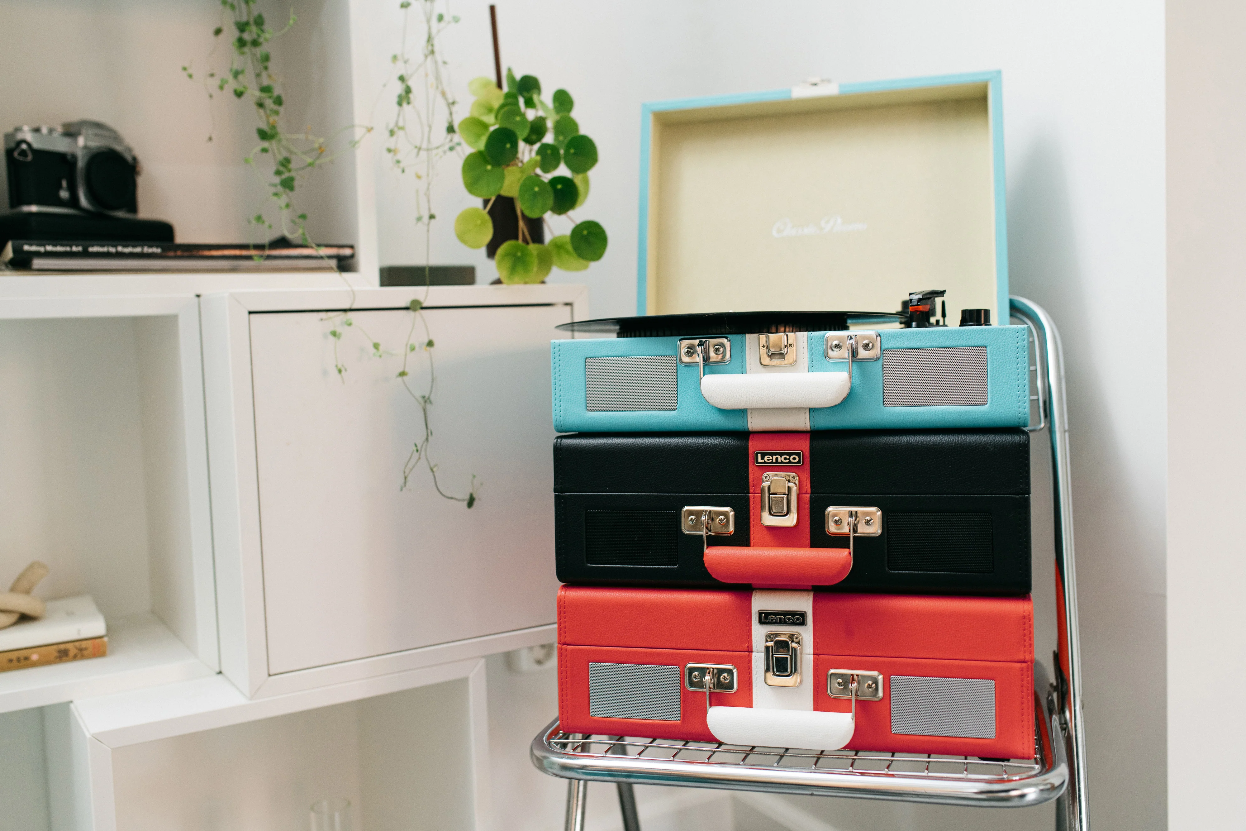 CLASSIC PHONO TT-110BUWH - Platenspeler met Bluetooth® ontvangst en ingebouwde speakers - Blauw Wit - Image 10