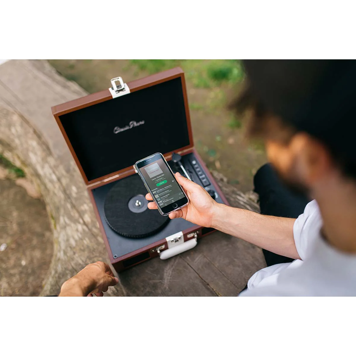 CLASSIC PHONO TT-120BNWH - Platenspeler met Bluetooth® ontvangst, ingebouwde speakers en oplaadbare accu - Bruin/Wit - Image 8